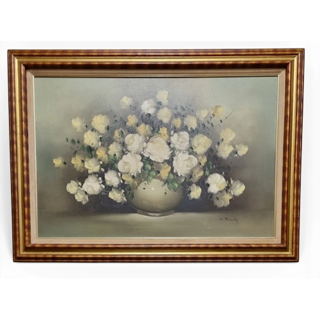 An extremely large 20th Century Oil on Canvas of roses in a ...