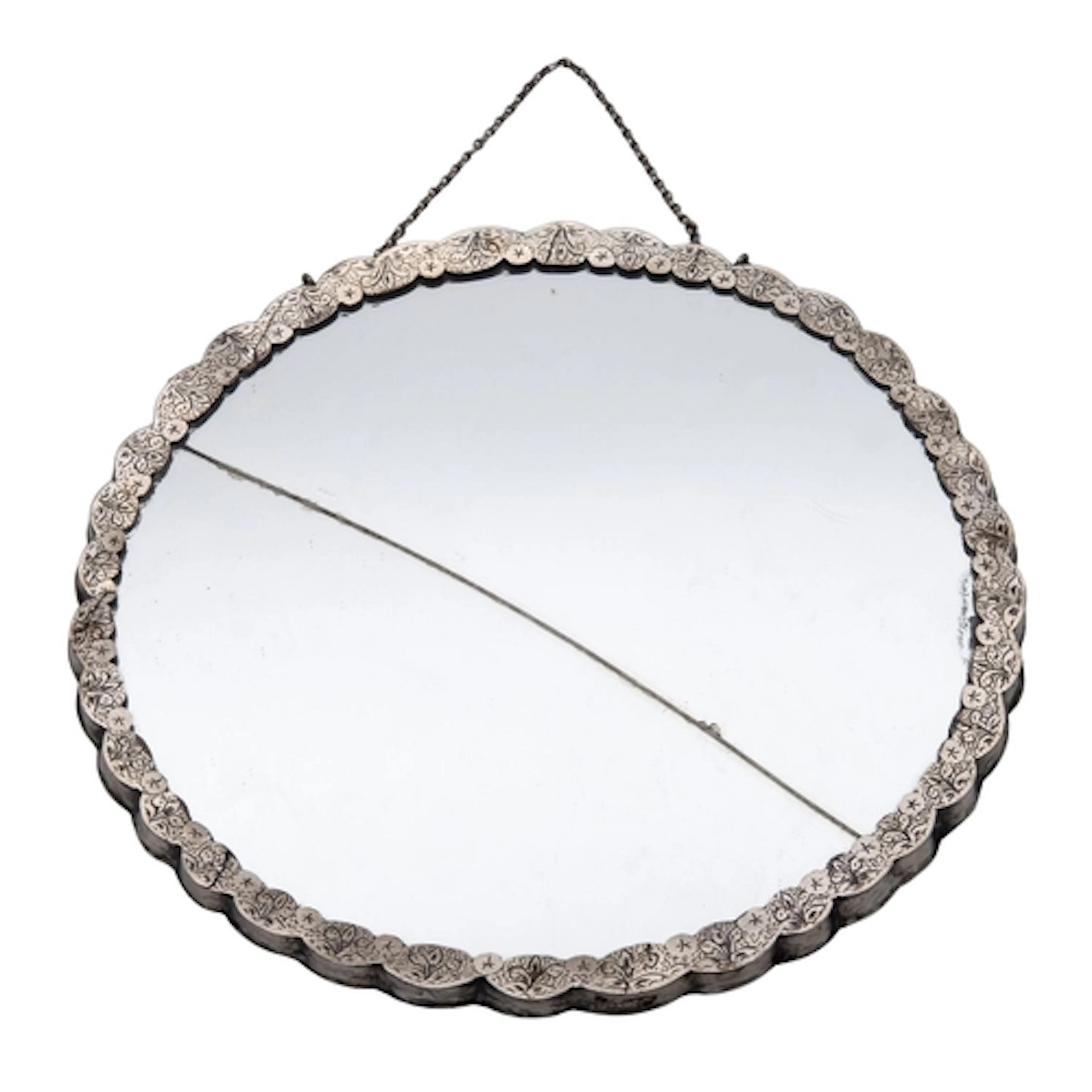 A 20th century continental mirror, shaped circular outline, ...