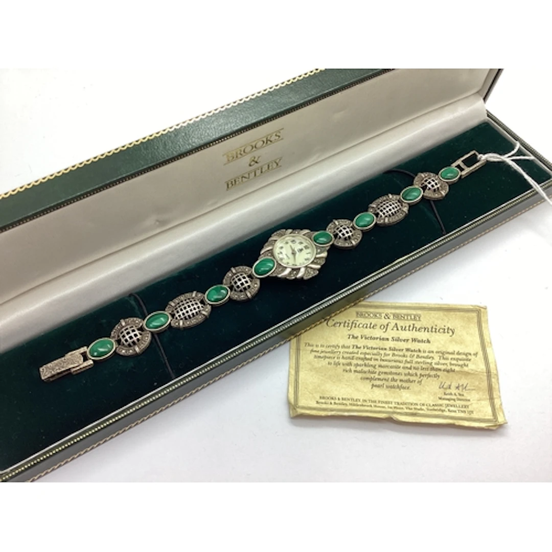 Brooks & Bentley; A Modern Hallmarked Silver Marcasite and M...