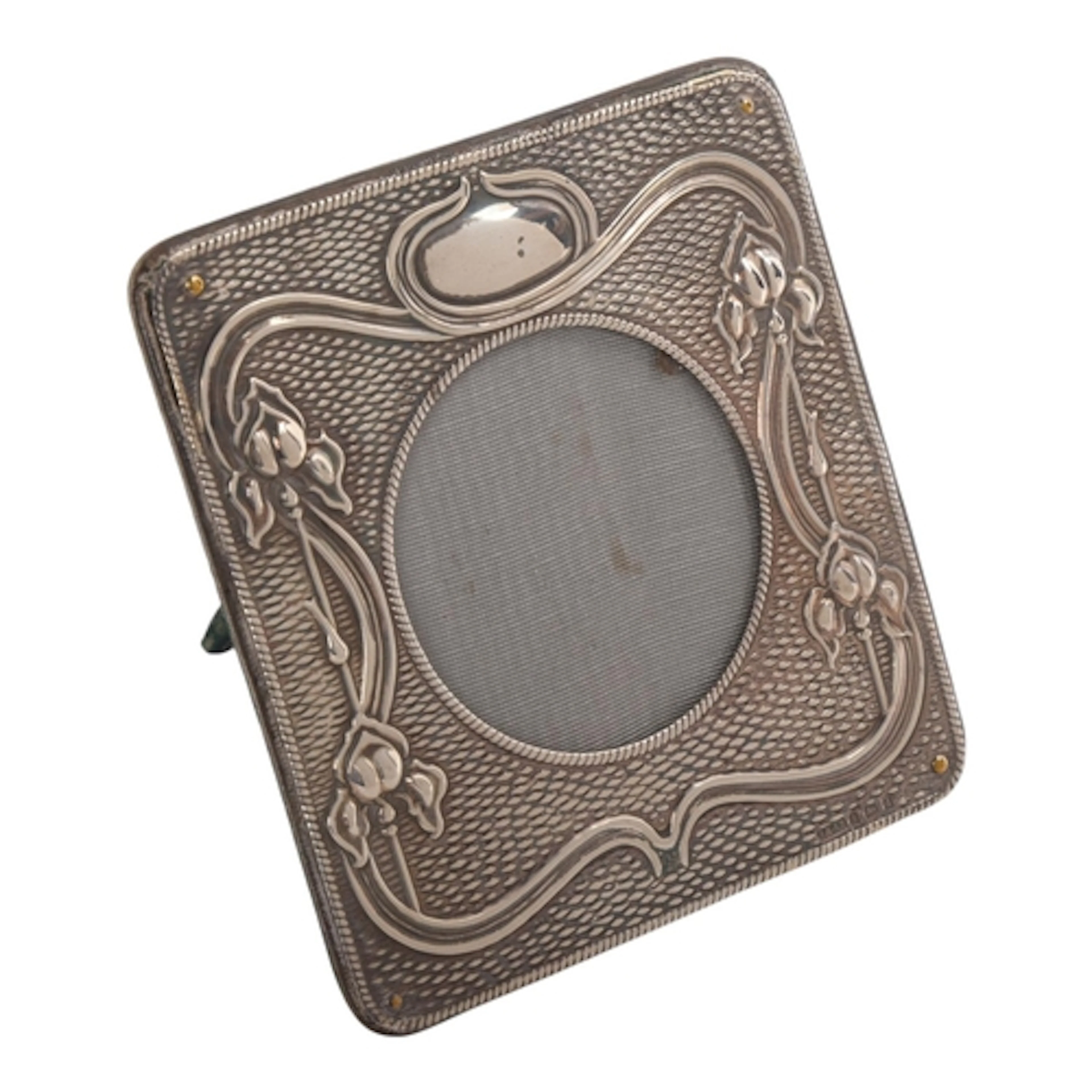 An Art Nouveau Edwardian silver photo frame, A & J Zimmerman...