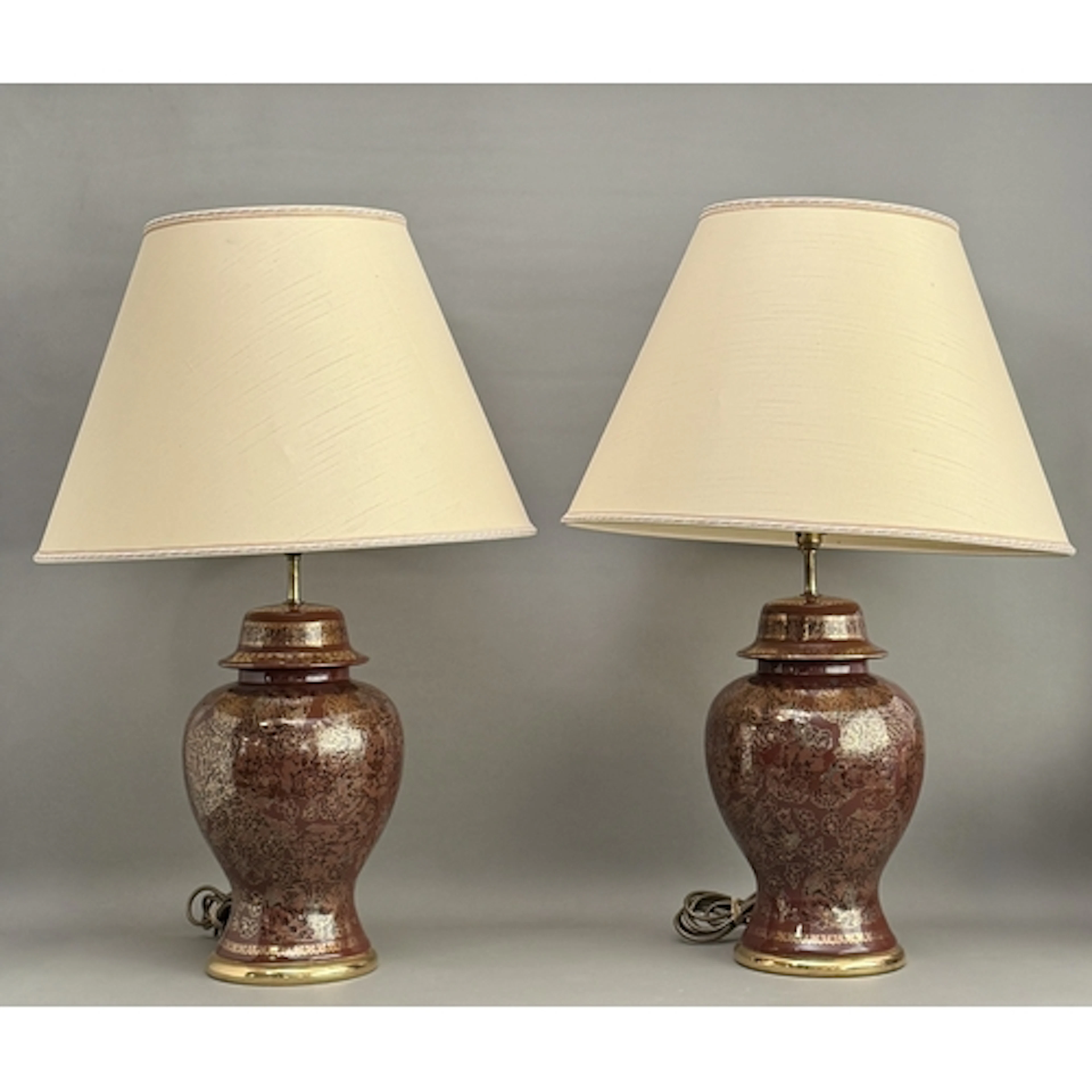 A pair of large modern table lamps - with Chinese ginger jar...
