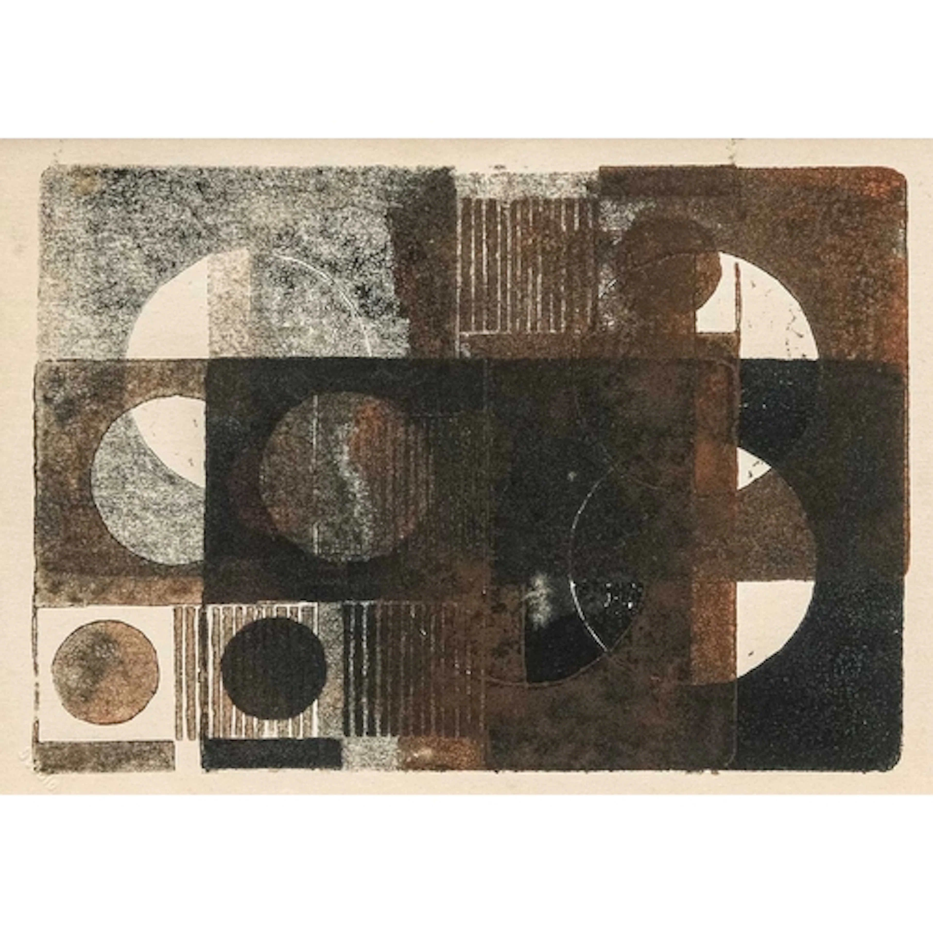 § John WELLS (1907-2000) Circles and Squares -Black (1971) L...