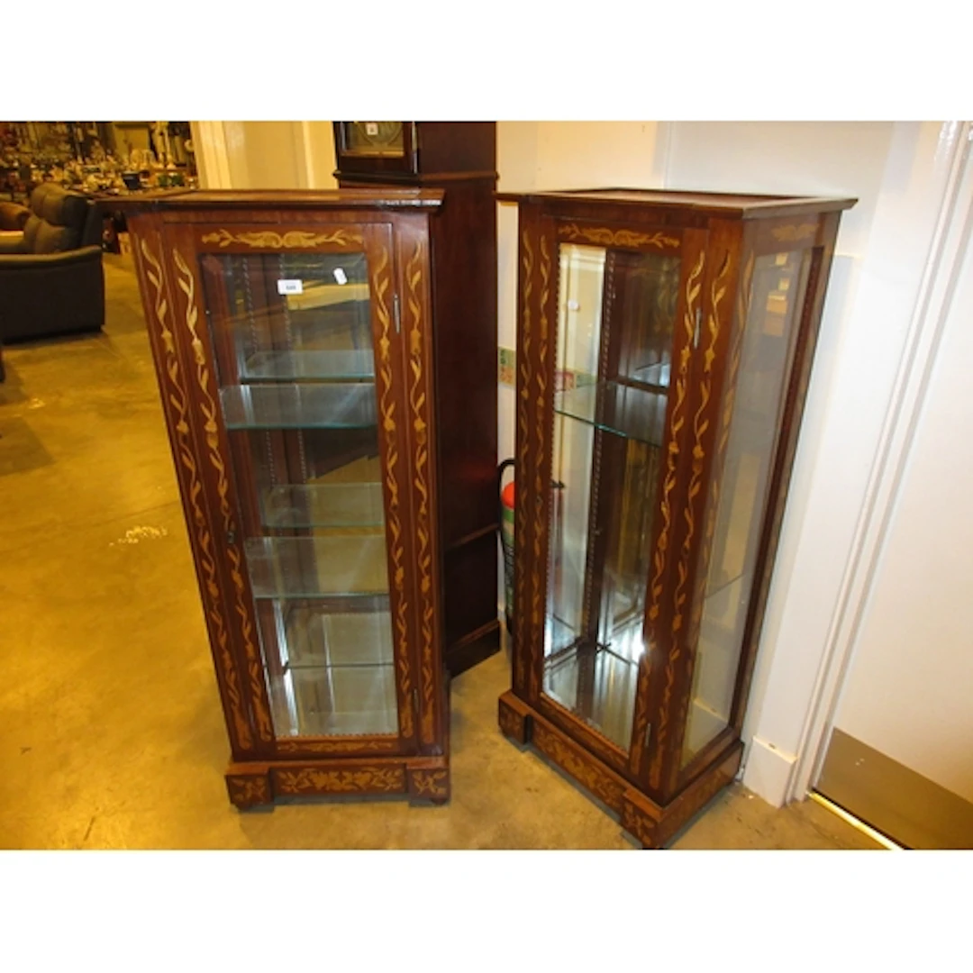 Pair of Dutch Style Bevelled Glass Display Cabinets, 52x34x1...
