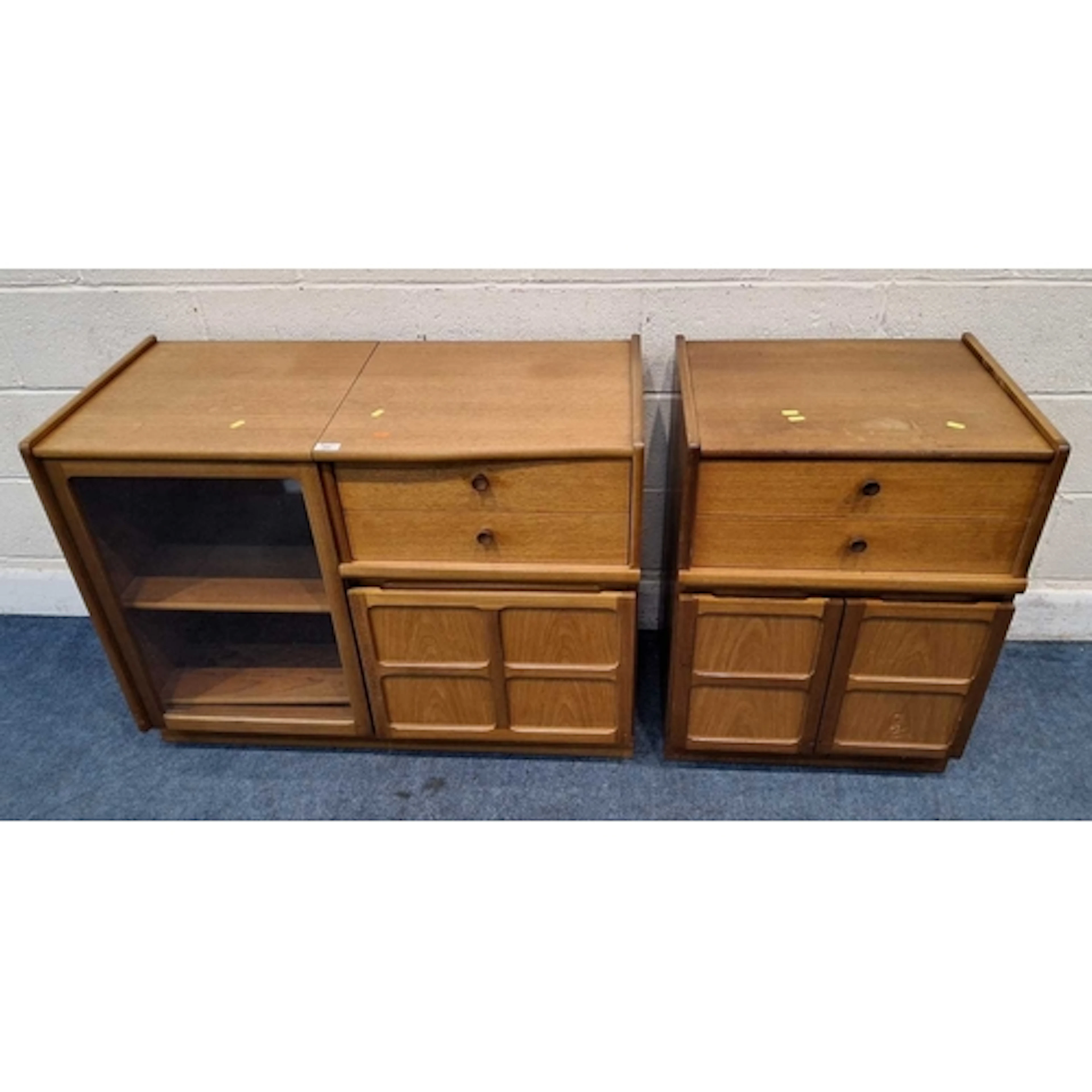 NATHAN SQUARES, TWO MID-CENTURY TEAK MEDIA CABINETS (larges...