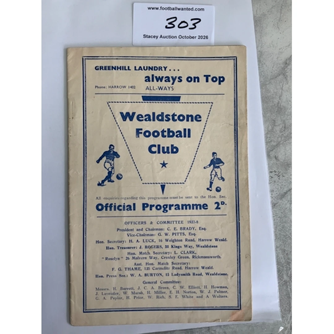 37/38 Wealdstone v Redhill Football Programme: Athenian Leag...