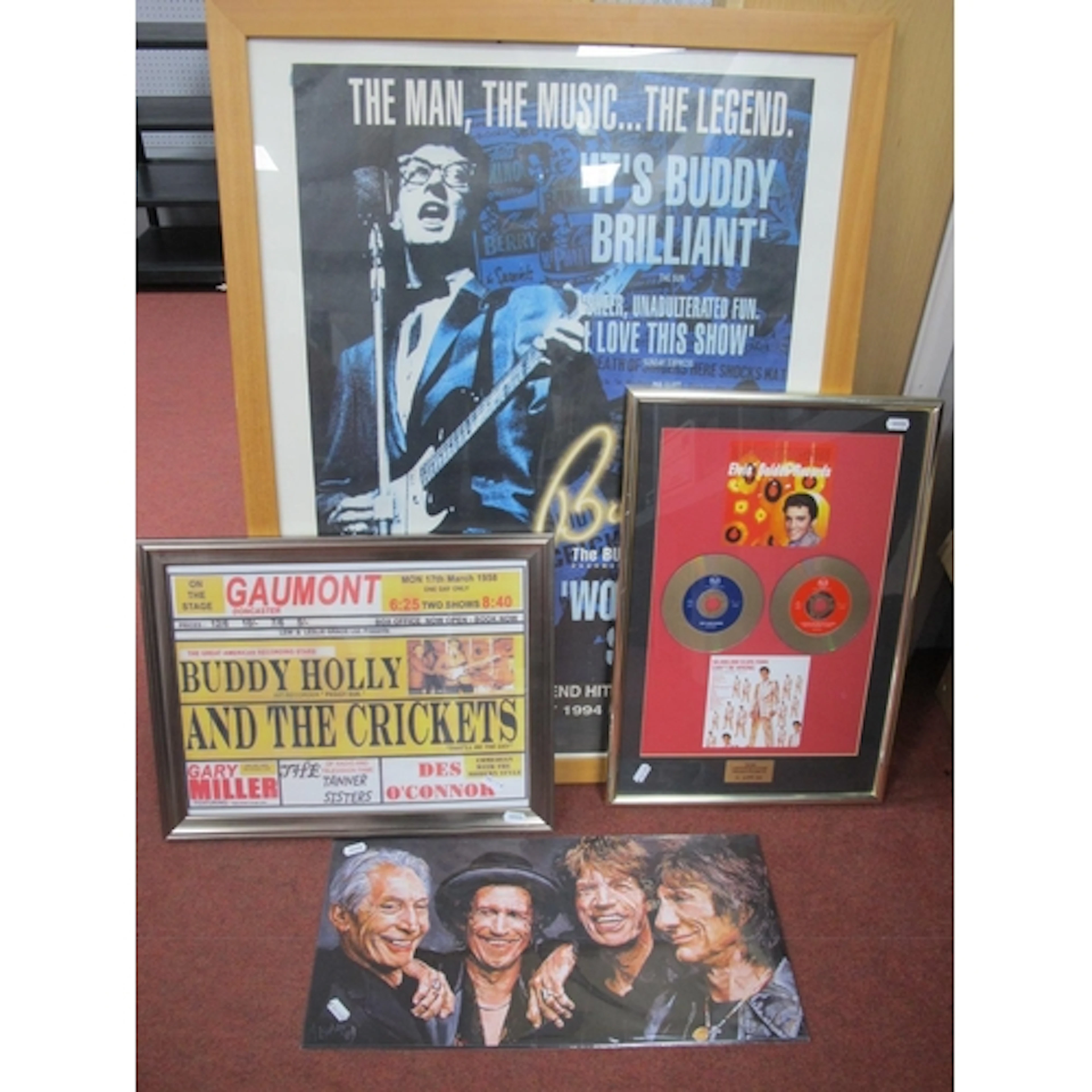 Four Wall Hangings, to include Elvis Presley Golden Records ...
