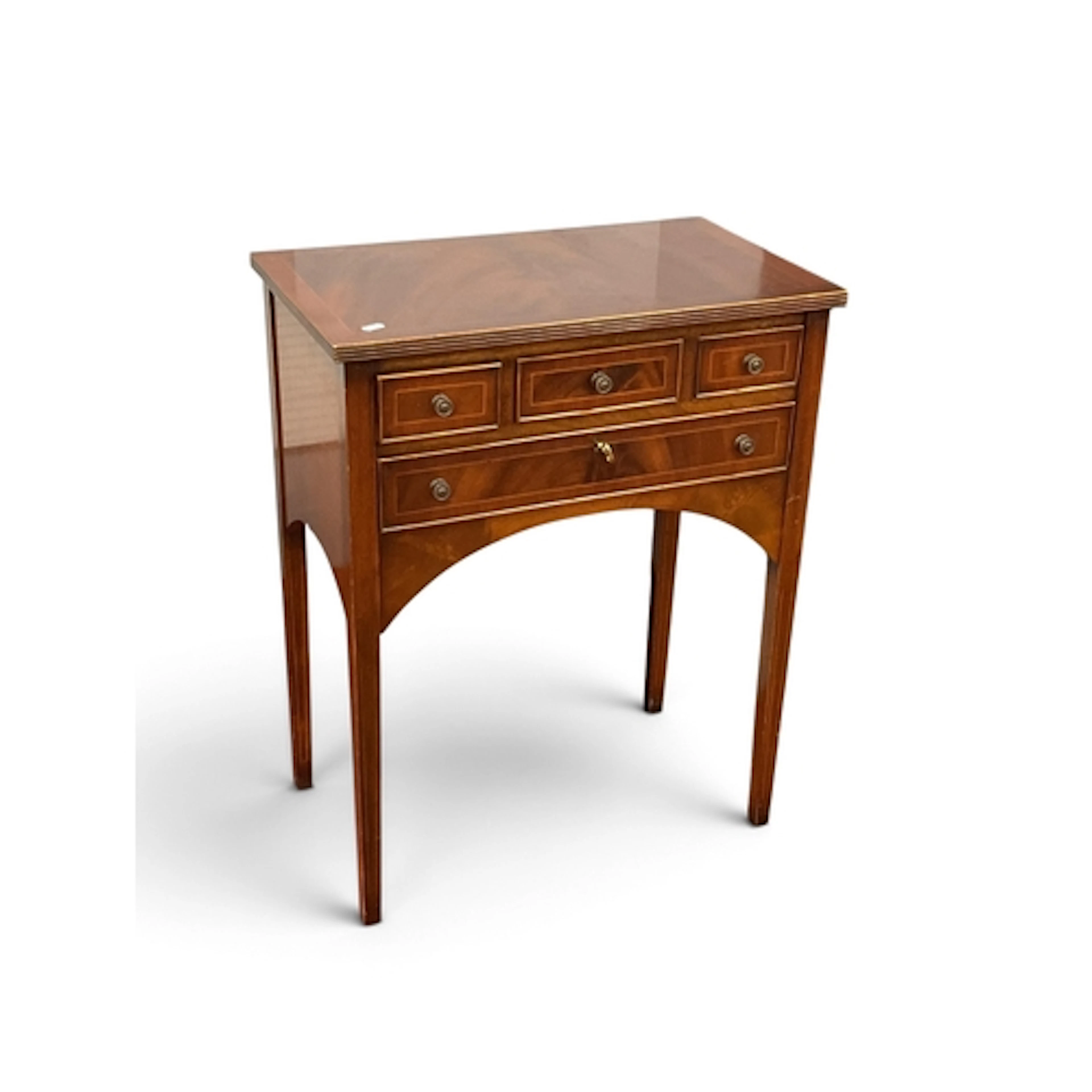 A Small Reproduction Inlaid Mahogany Side Table in the Georg...