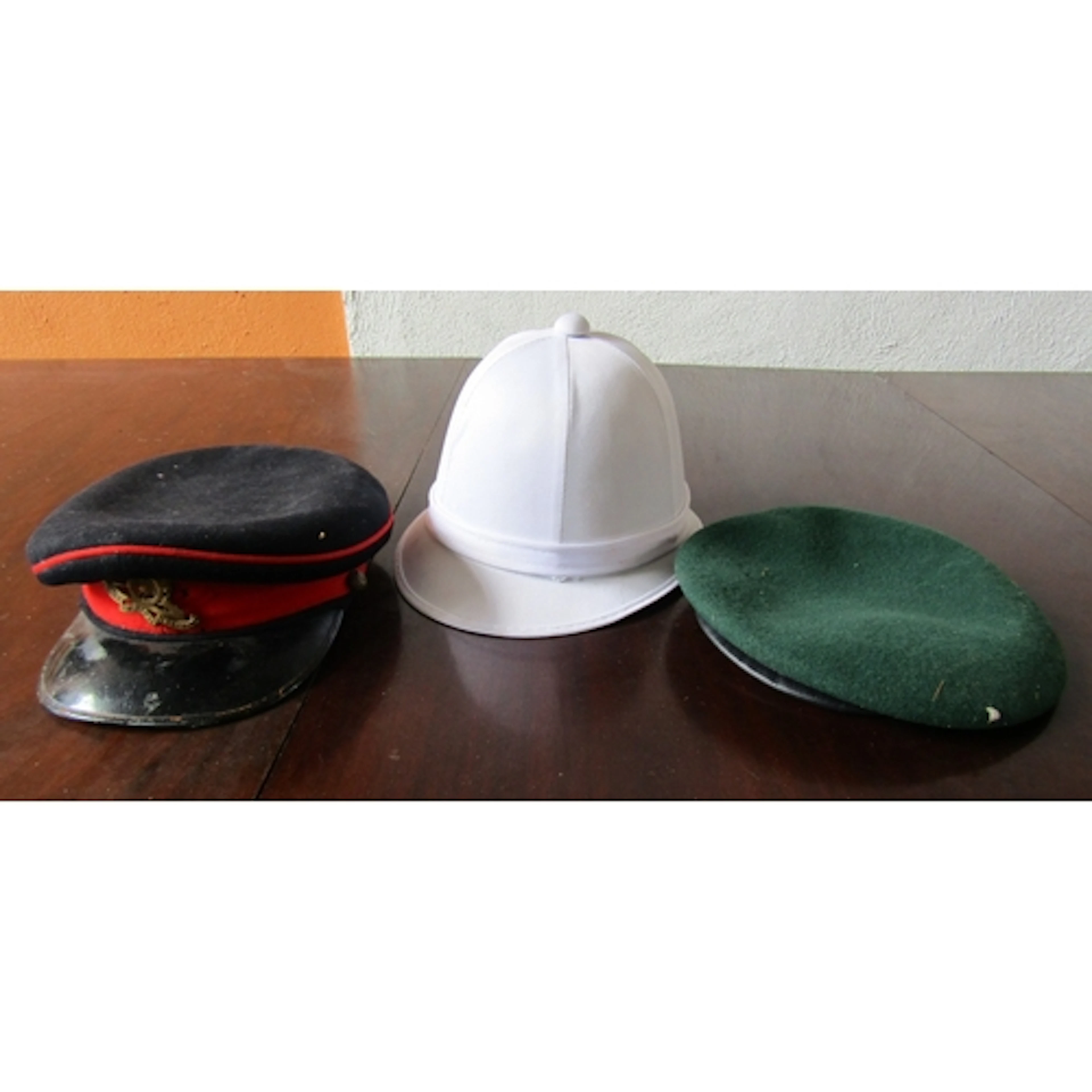 Three Military Hats Including Pith Helmet