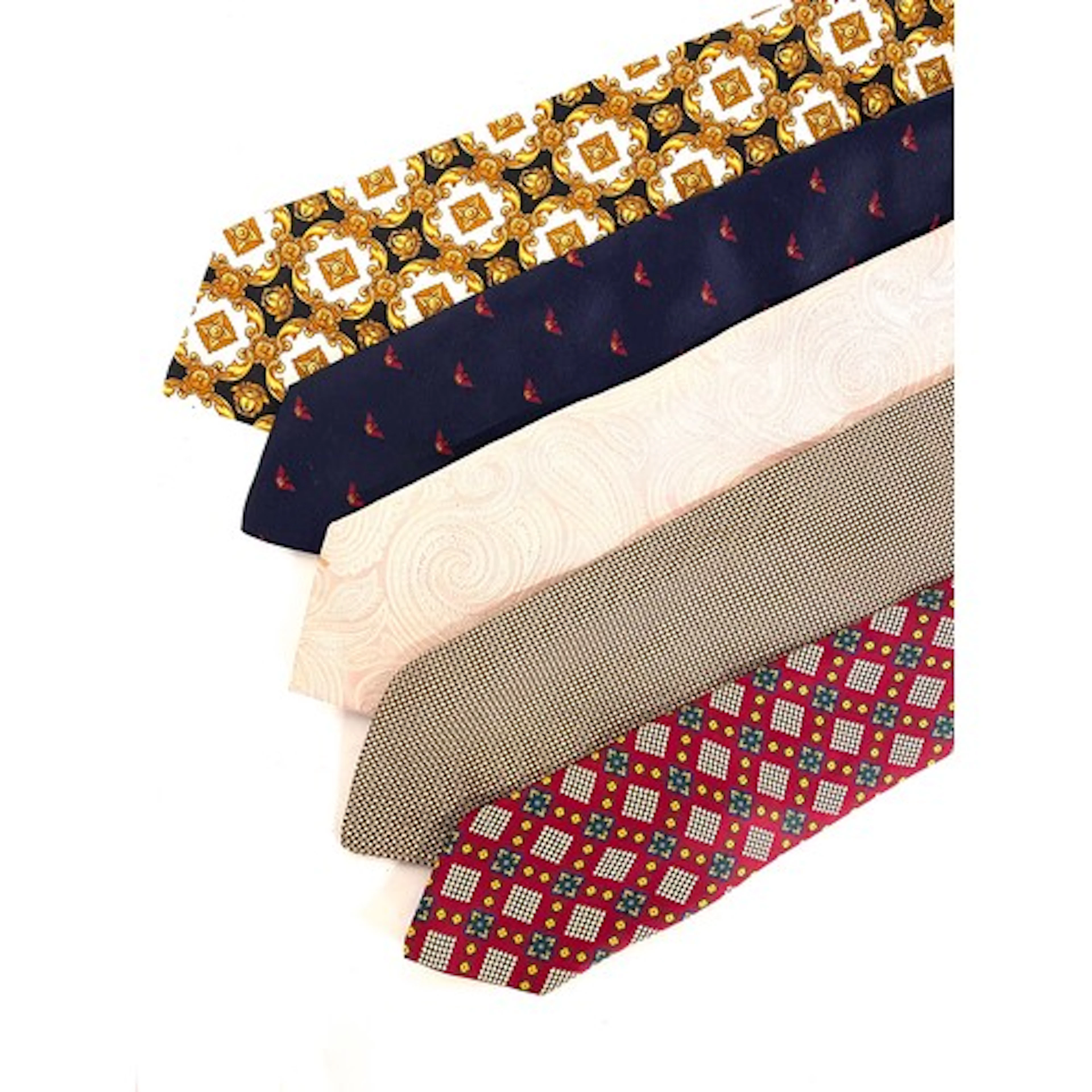 A group of five ties to include Gianni Versace, Armani Junio...