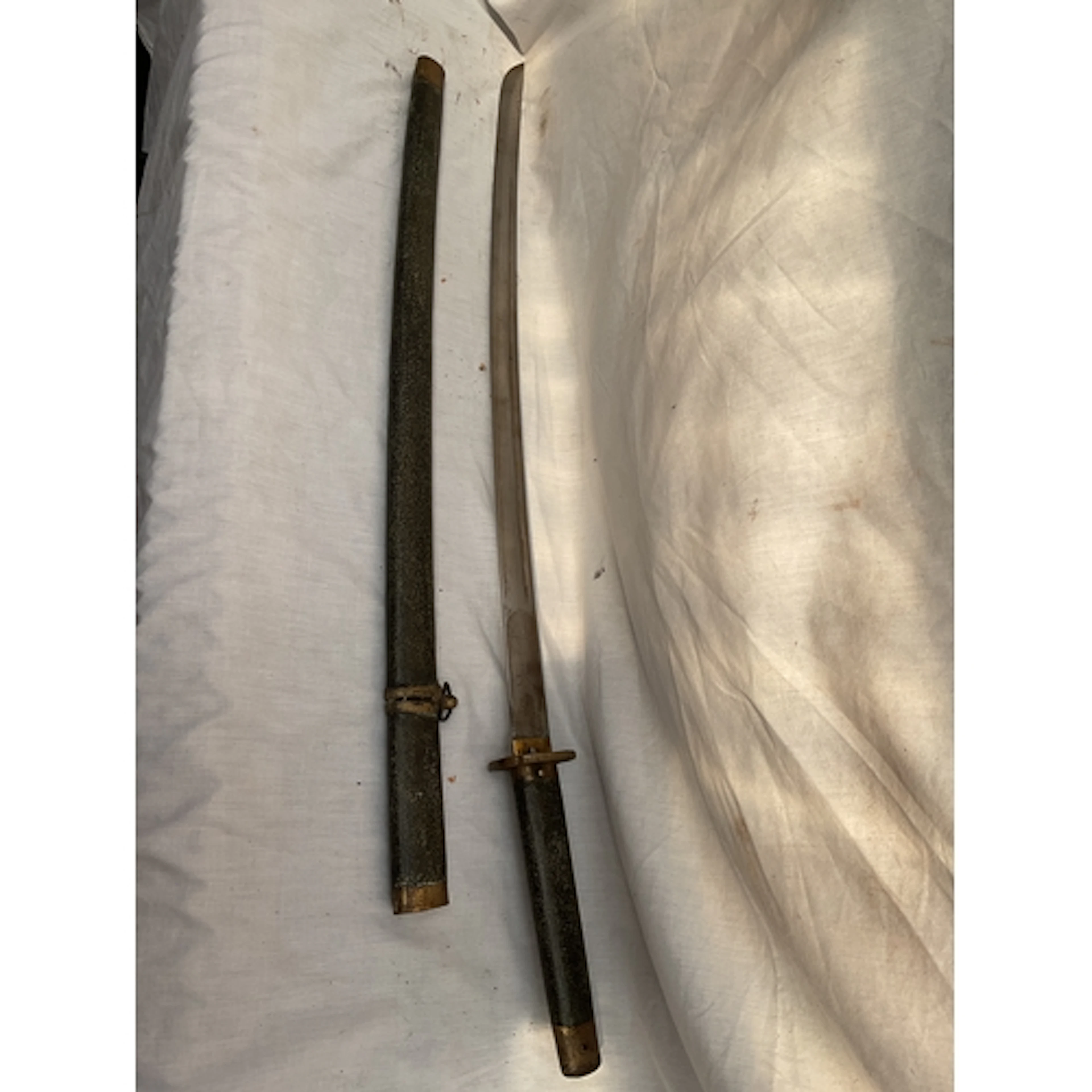 Shin Gunto Katana, with acid etched blade and faux chagrin h...