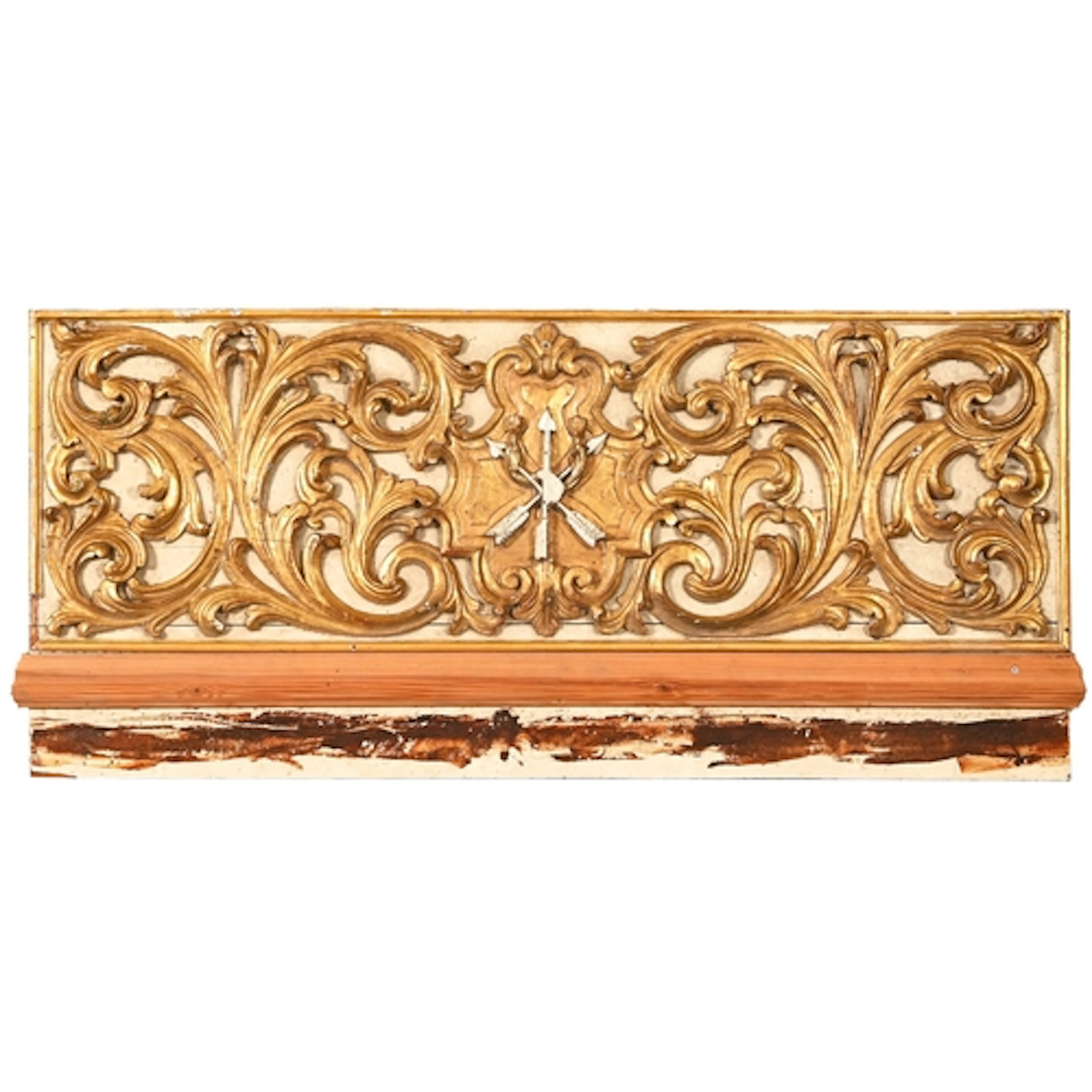 A carved, painted and gilded pine relief, circa early 20th c...