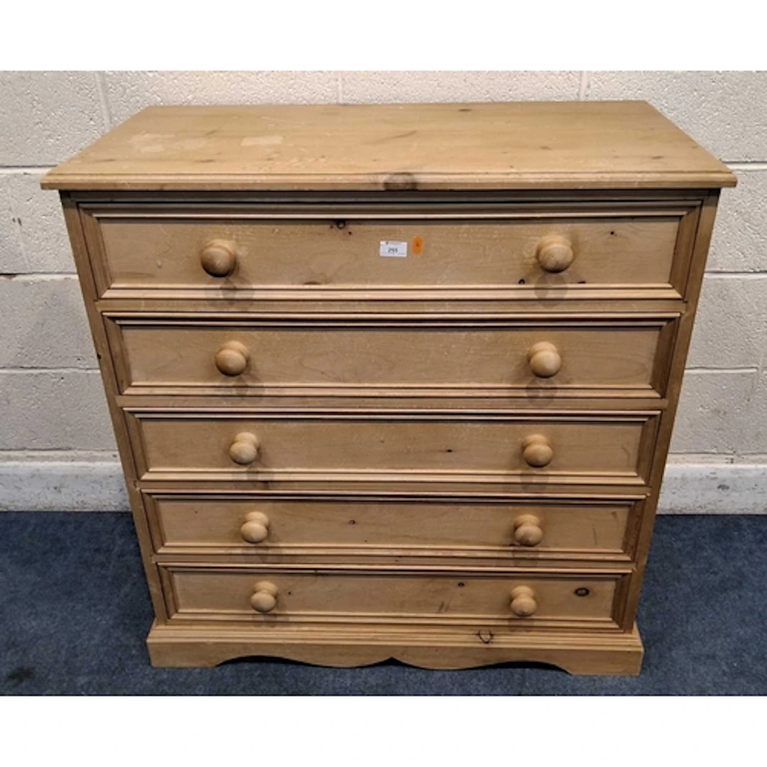 A MODERN PINE CHEST OF FIVE LONG DRAWERS (width 95cm x dept...