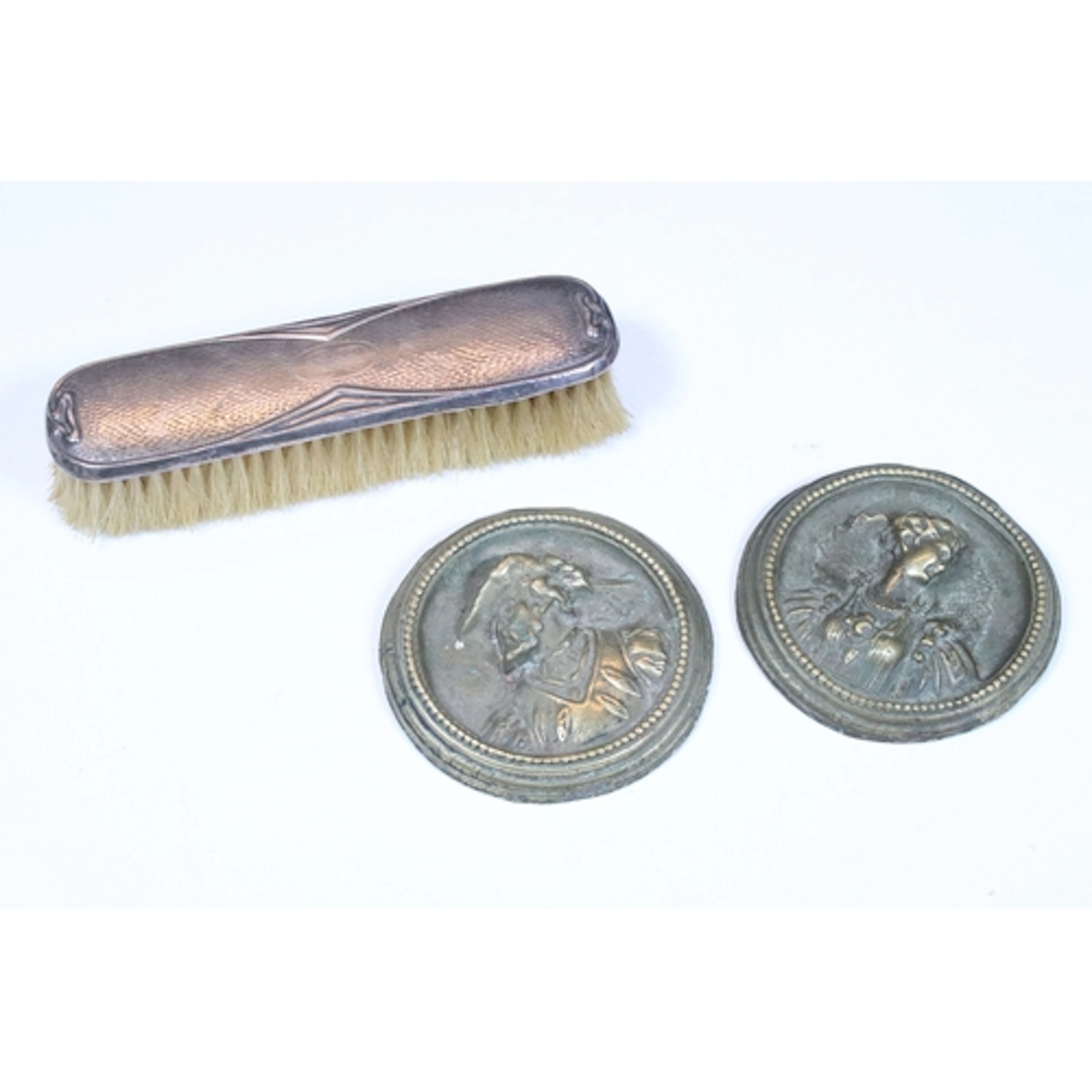 Silver backed brush, marked for Birmingham, 1910, together w...