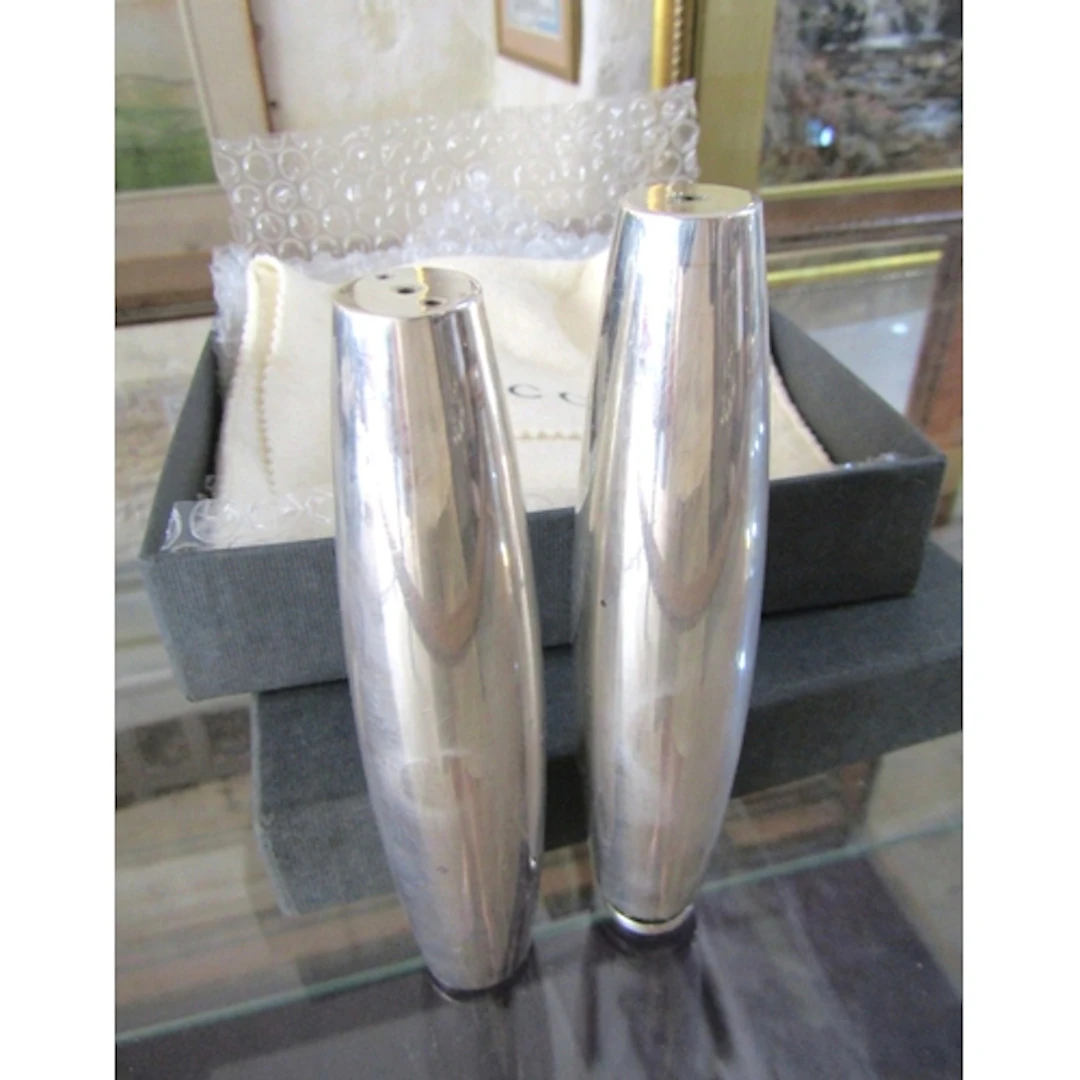 Pair of Gucci Table Salts Modernist Form with Original Box a...
