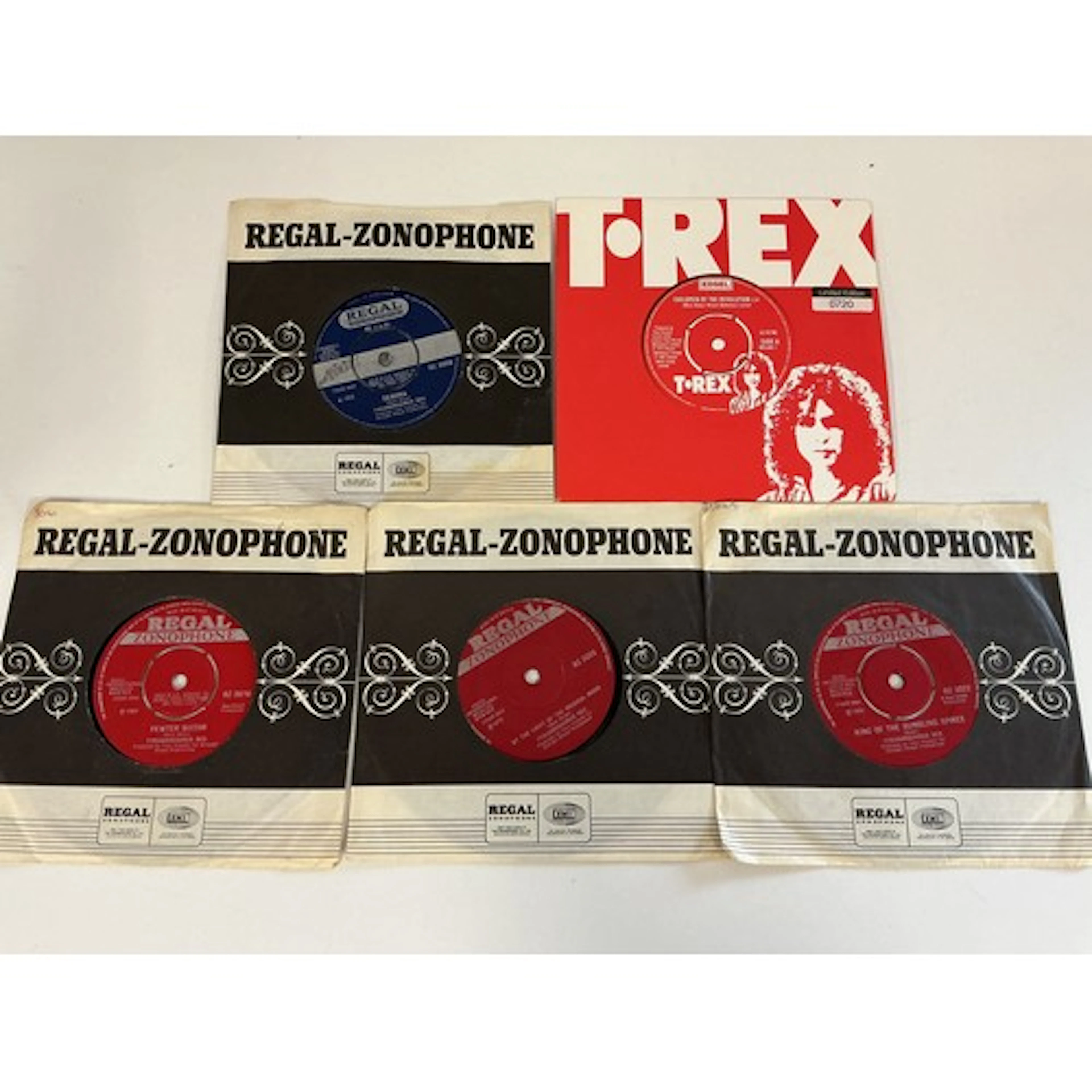Five T Rex / Tyrannosaurus Rex 7” singles including early re...