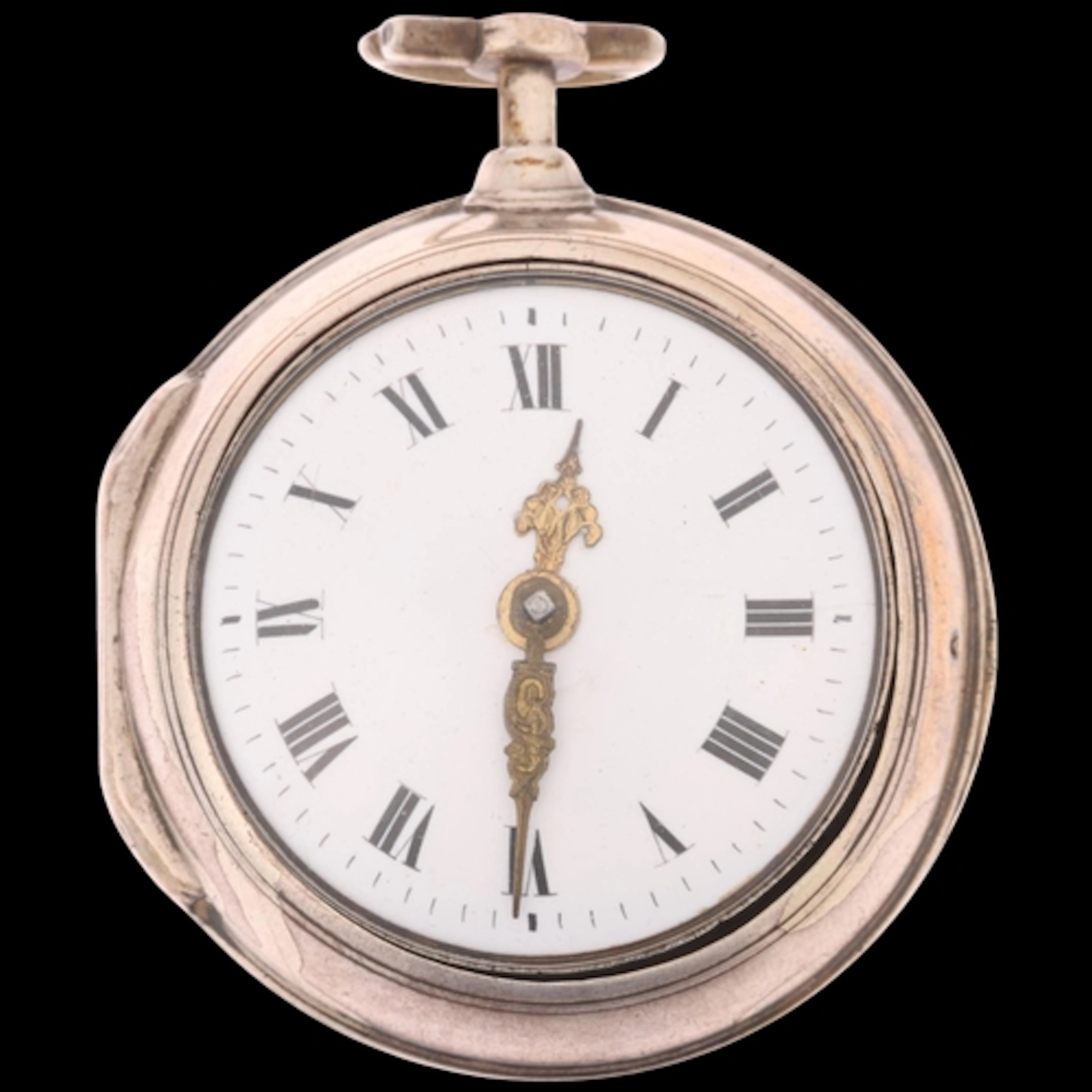 A late 18th century silver pair-case open-face key-wind verg...
