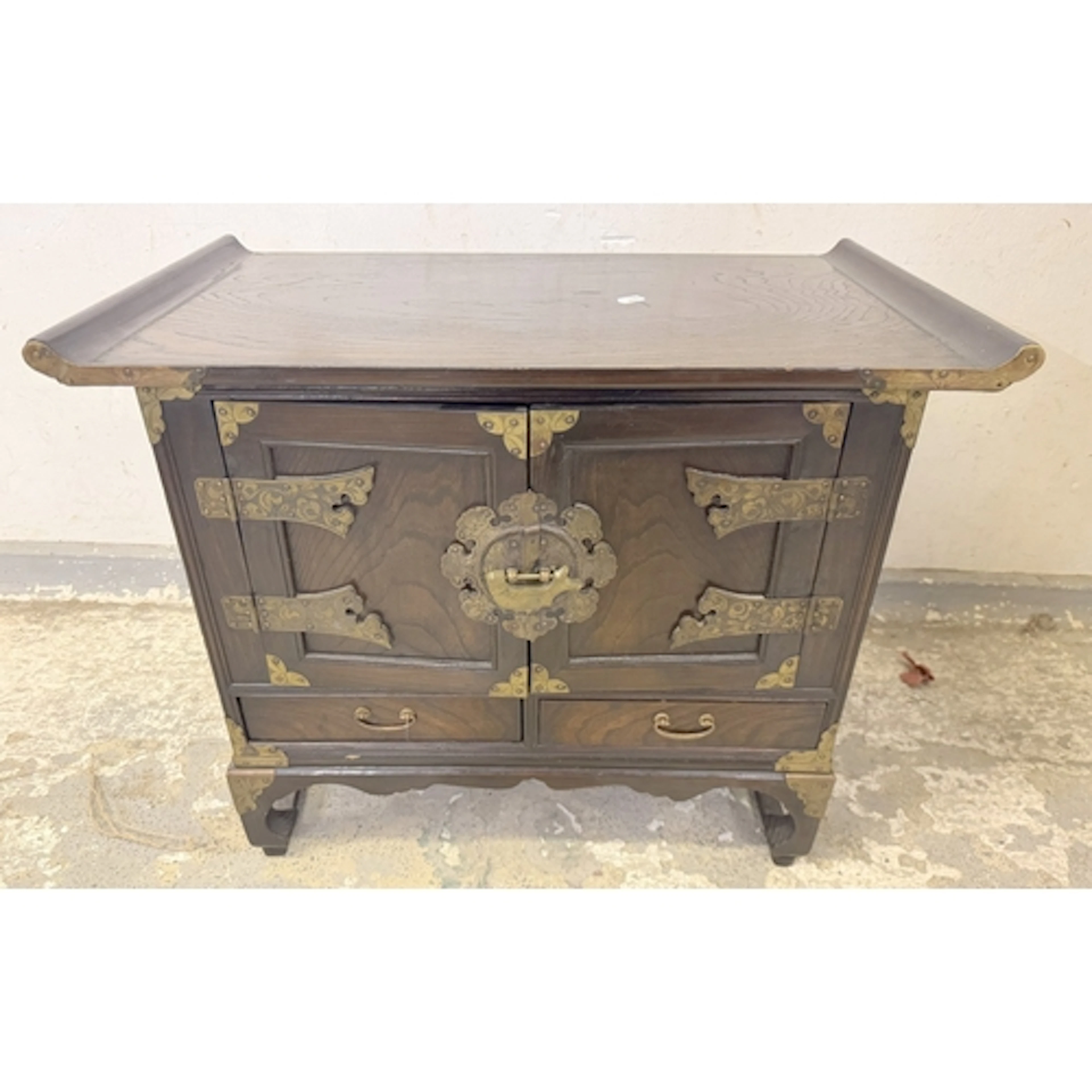 Antique Korean Cabinet with brass hinges & hardware, 2 cupbo...