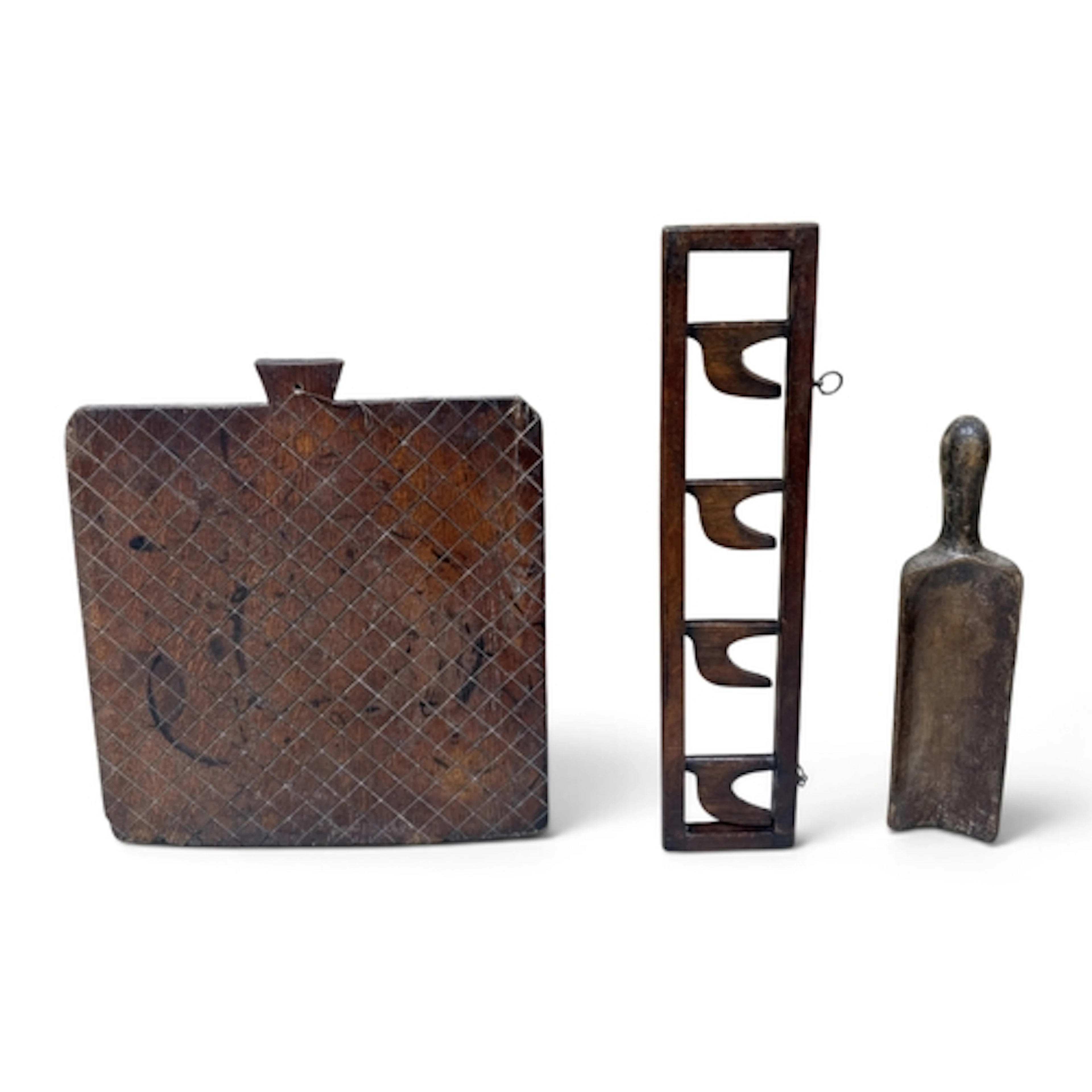 A COLLECTION OF 19TH CENTURY TREEN To include a large folk a...