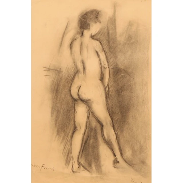 After Lucien Freud Female Nude charcoal, 44.5cm x 29.5cm