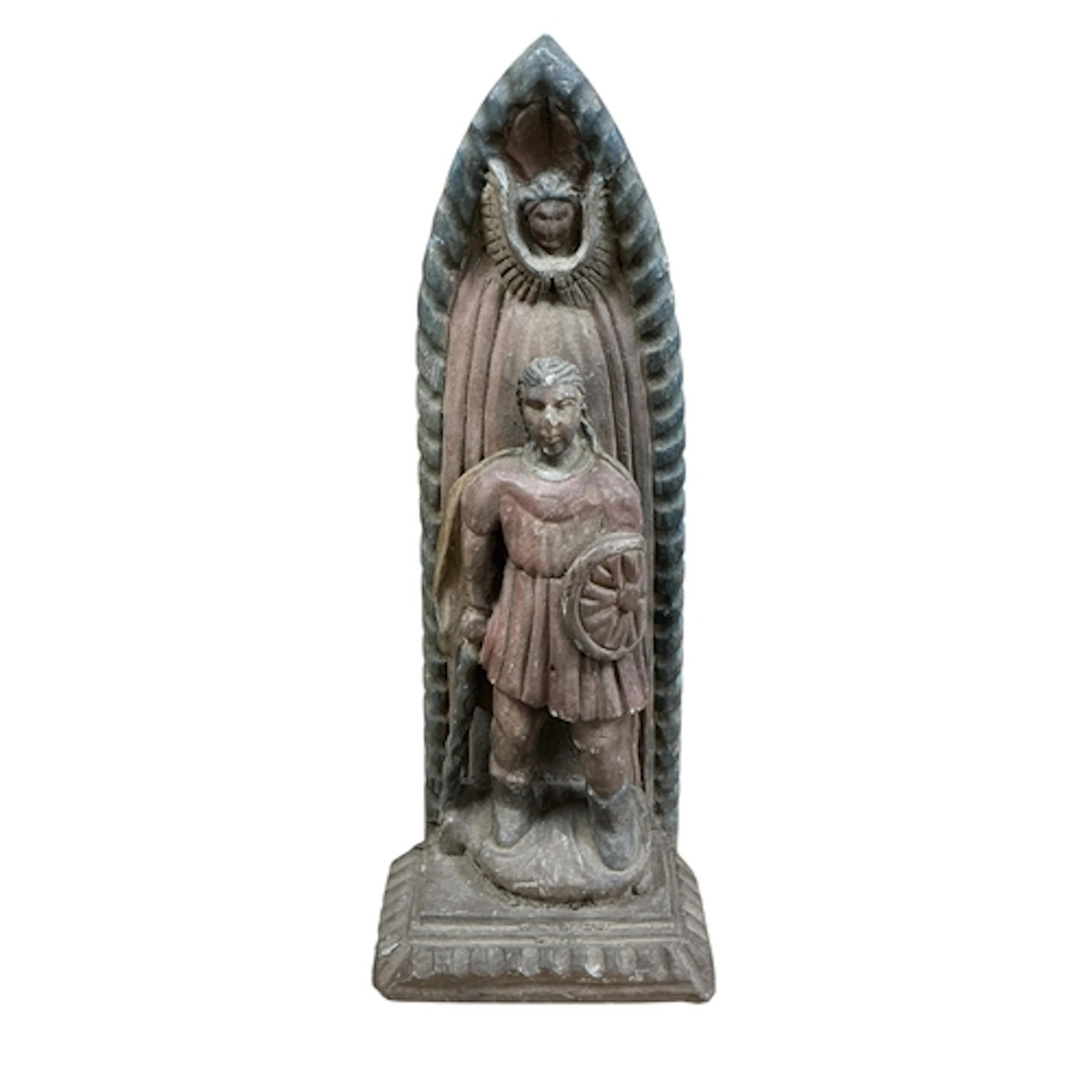 A painted carved wood figure of a Viking soldier, height 48c...