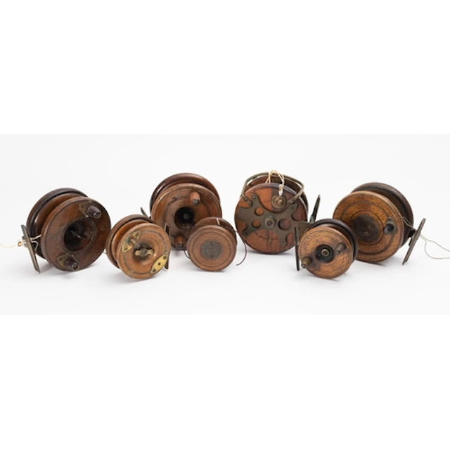 An early 20th Century mahogany and brass star back fishing r...
