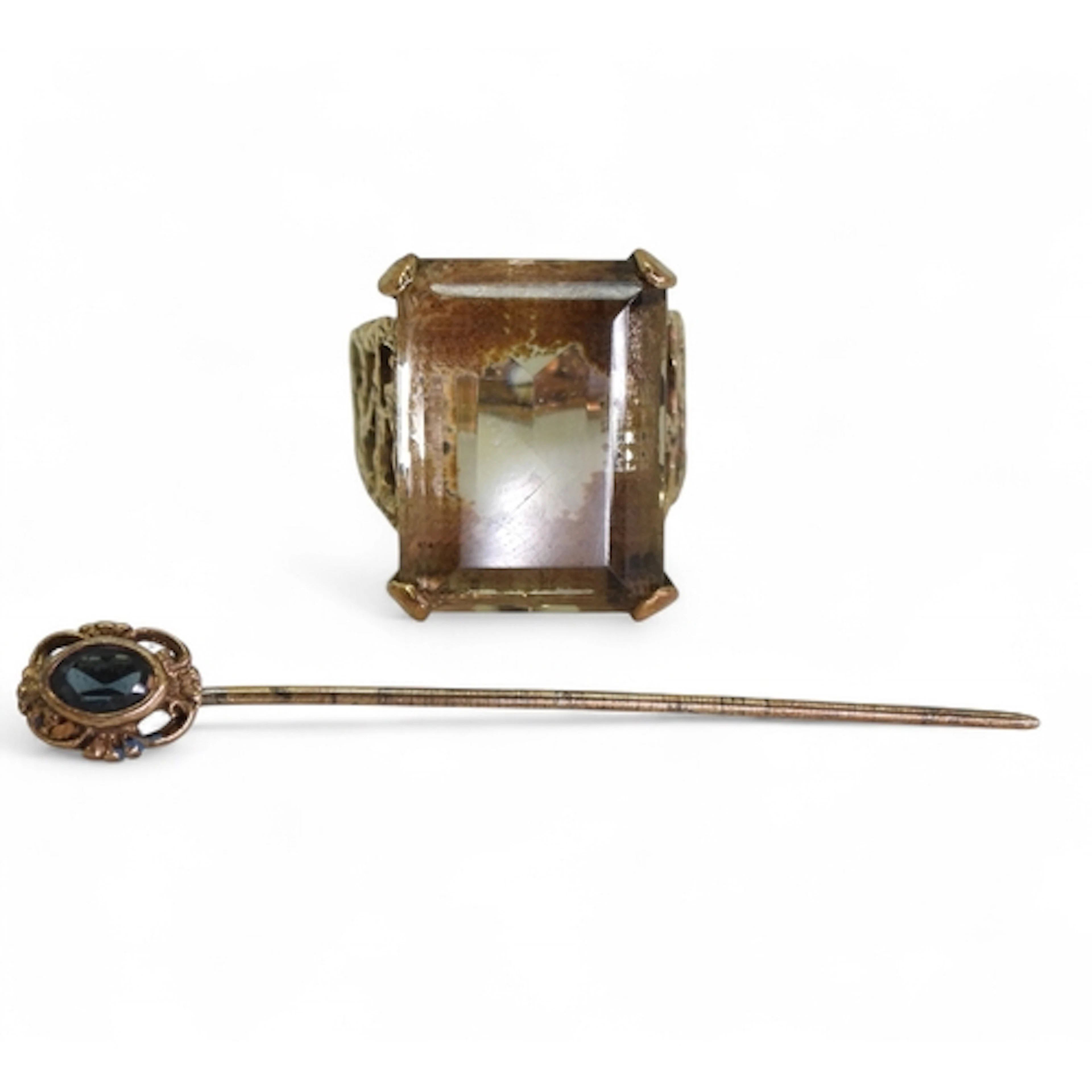A 9ct gold retro large citrine ring of approx 20mm x 15mm x ...