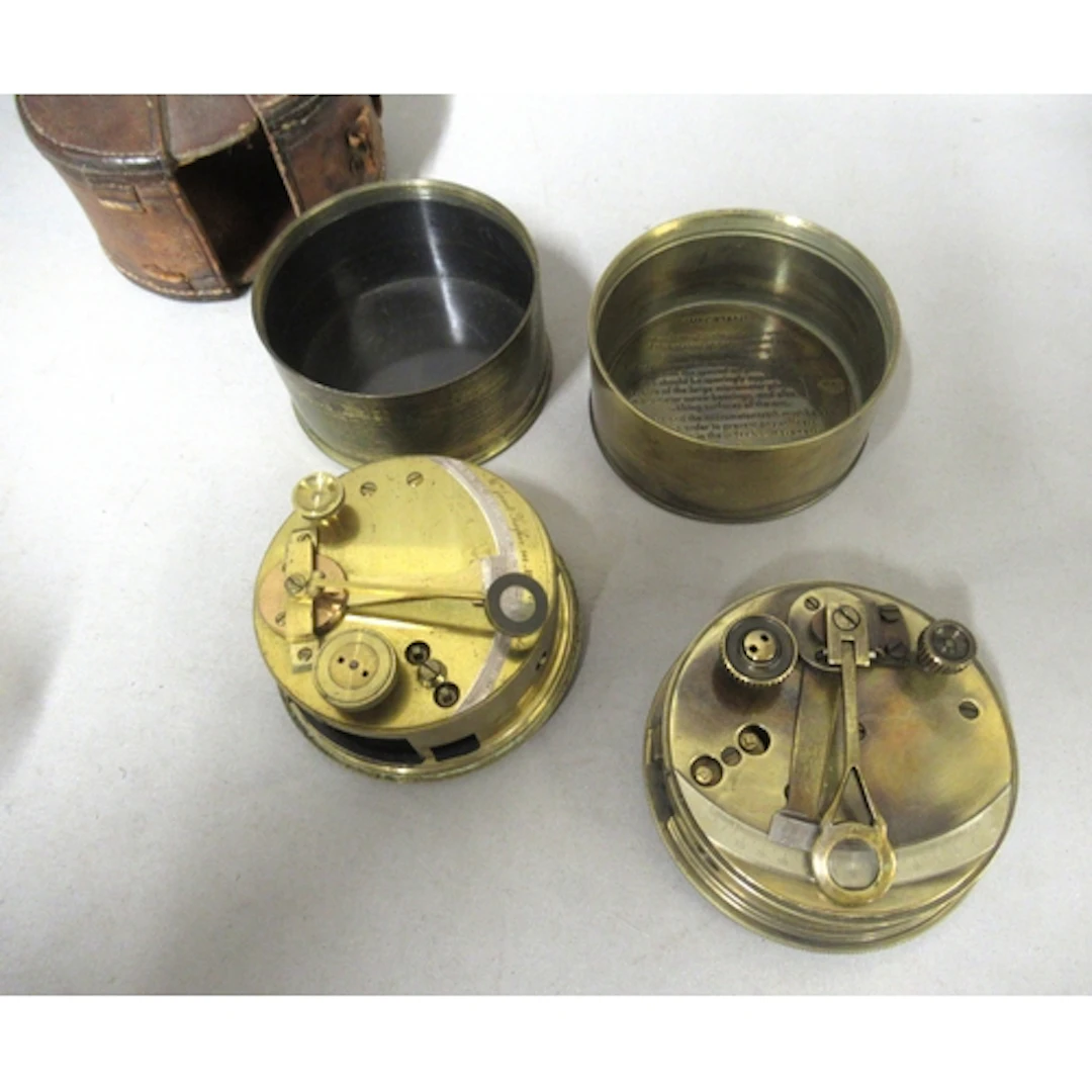 Brass pocket sextant by Taylor of London, in a leather case,...