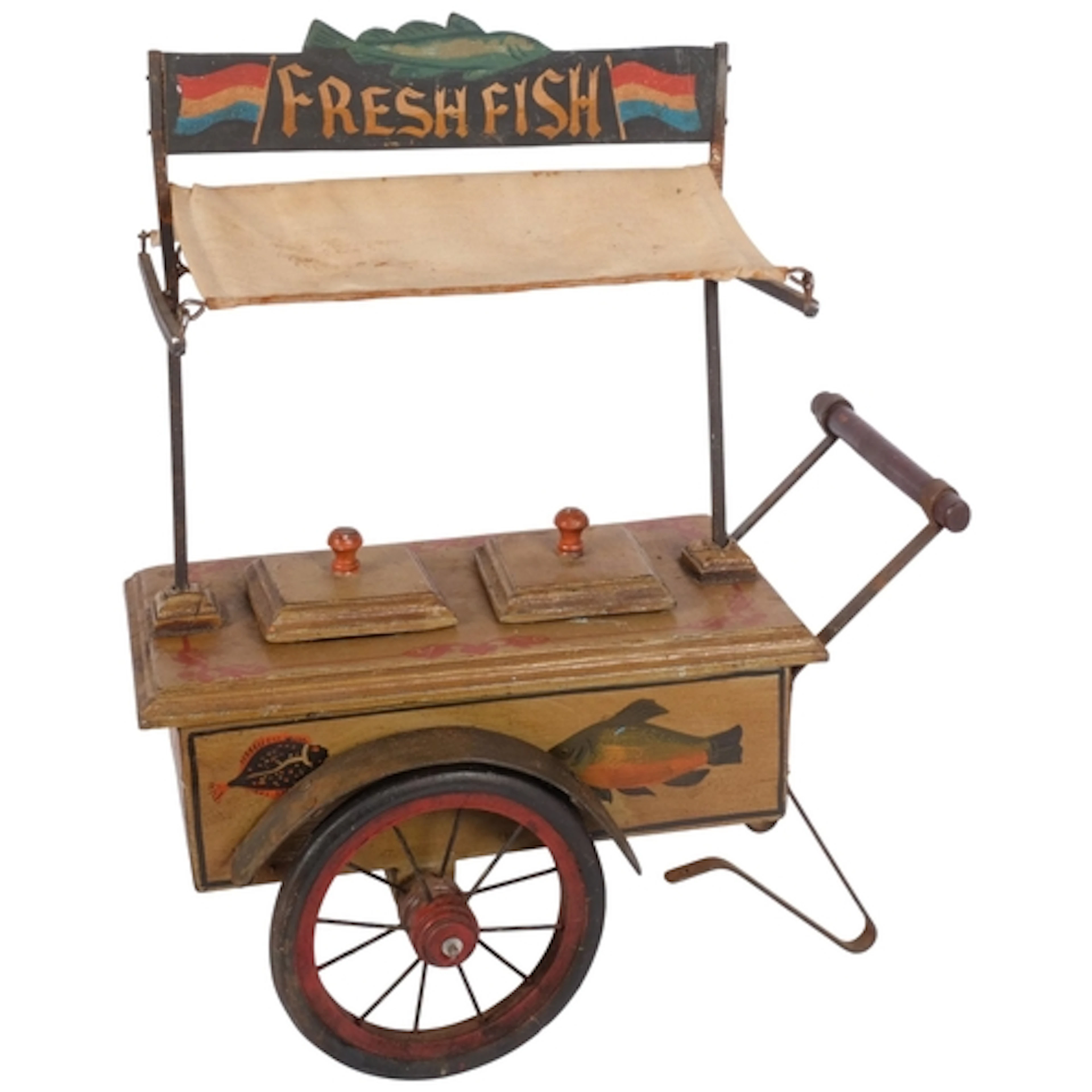 An early 20th century hand-painted advertising barrow, "Fres...