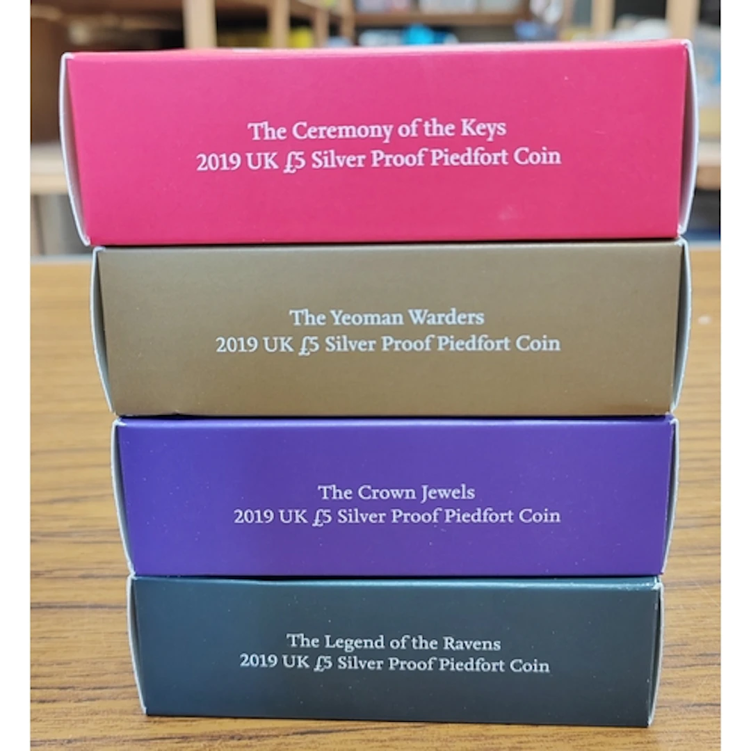 2019 Tower of London piedfort £5 series boxed silver proofs ...