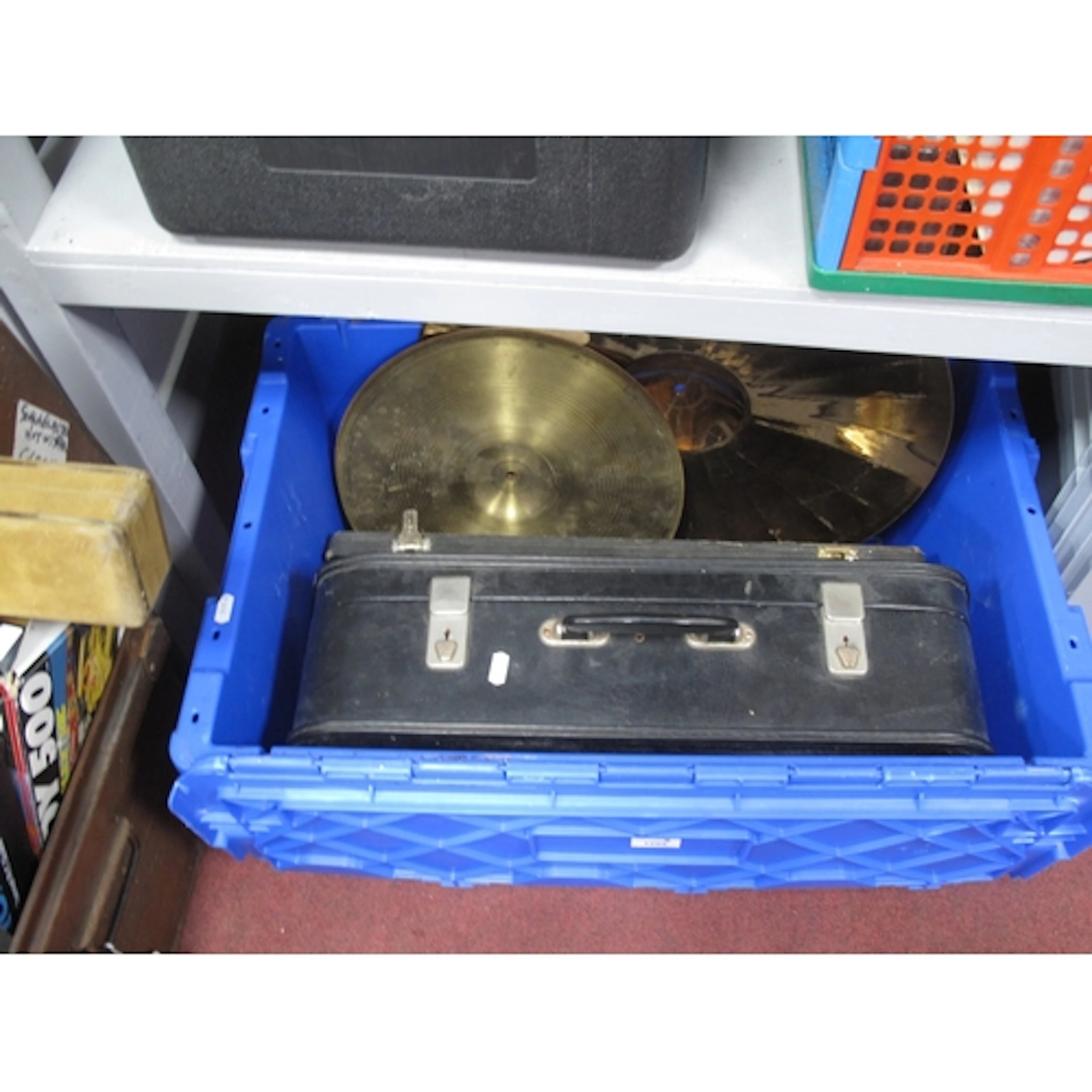 Musical instruments, including plush-lined cased Corton Mode...