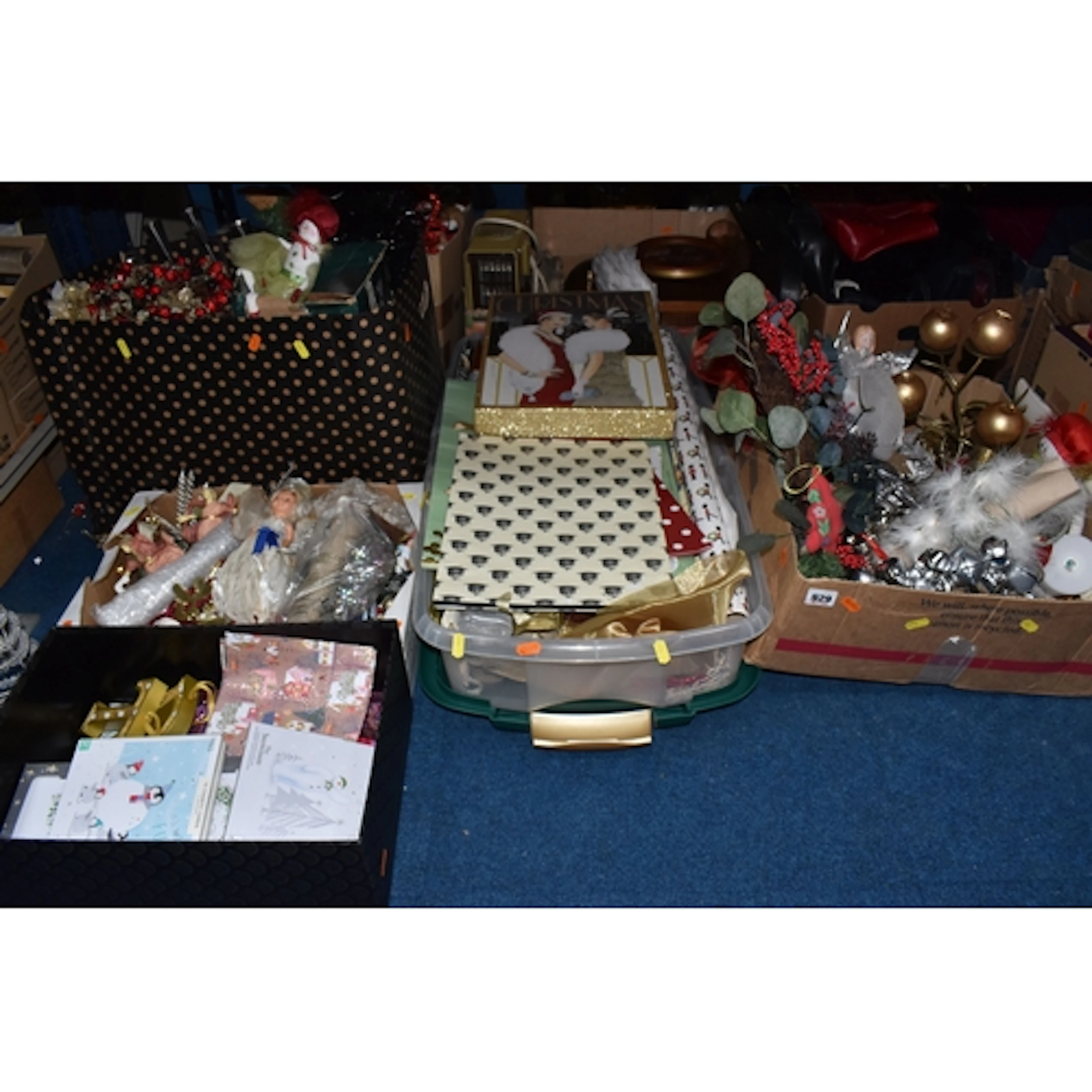 FIVE BOXES AND LOOSE CHRISTMAS RELATED ITEMS, to include gif...