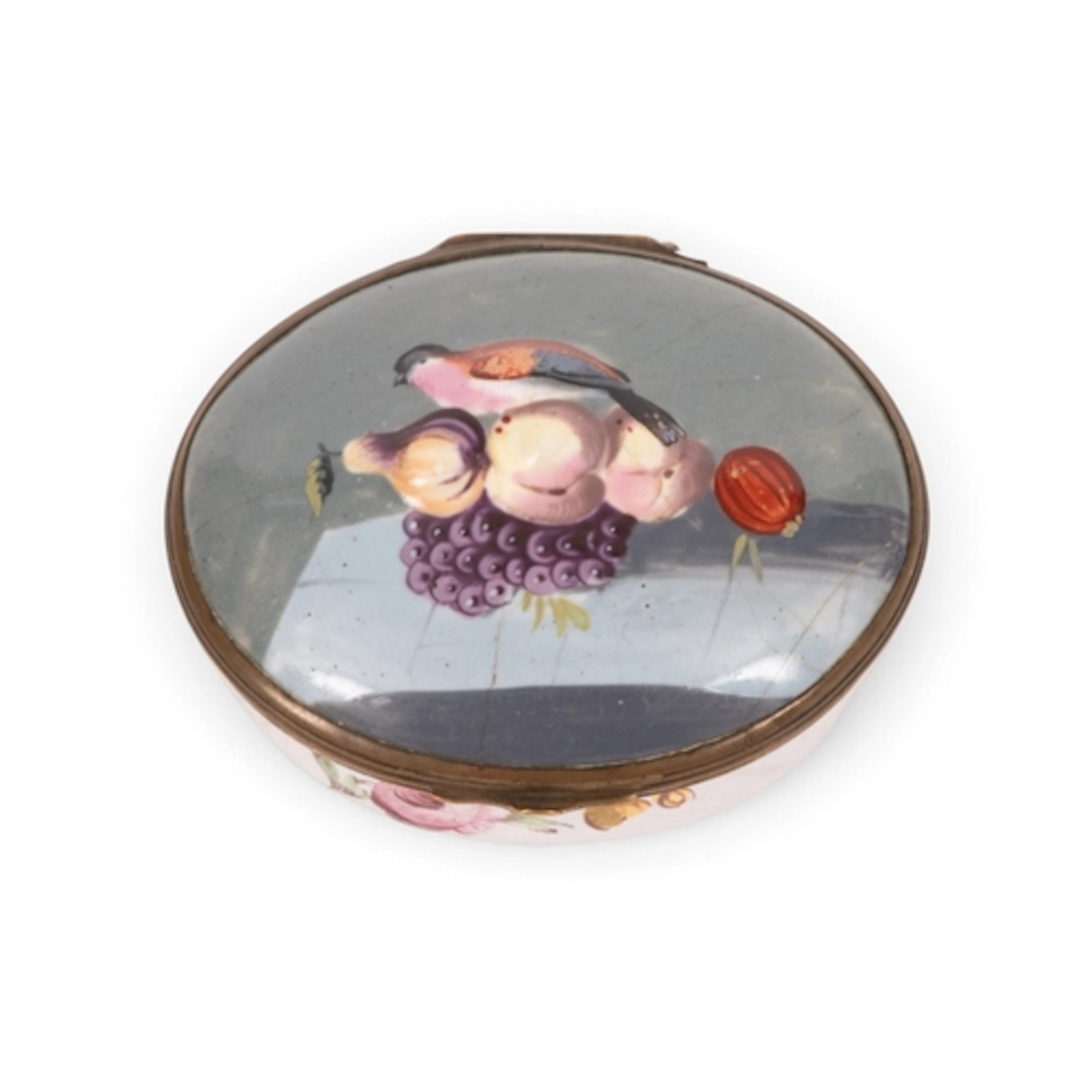 A small Bilston enamel snuff box, c.1760-80, the oval form m...
