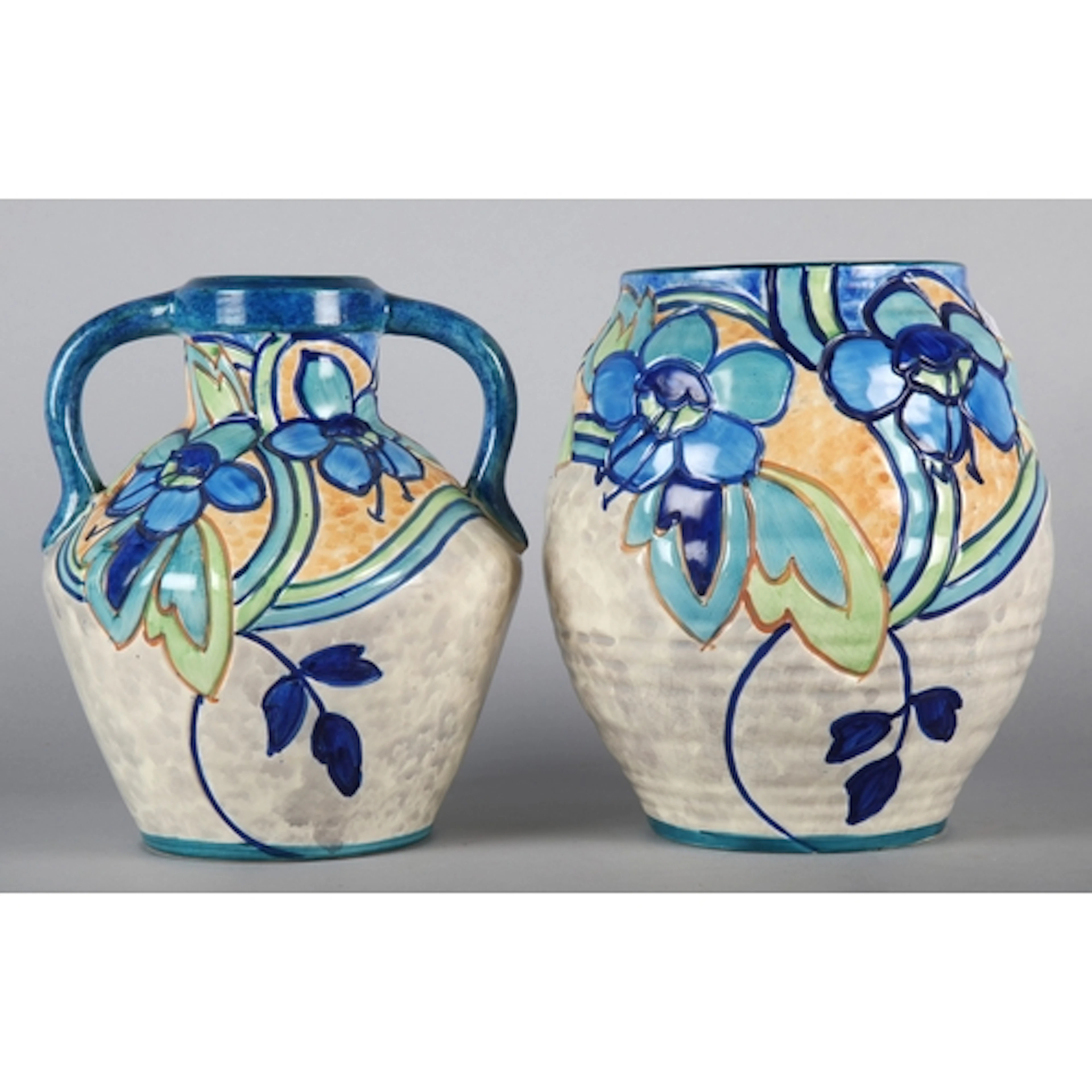 Phoenix pottery baluster vase and a twin-handled vase. (2)