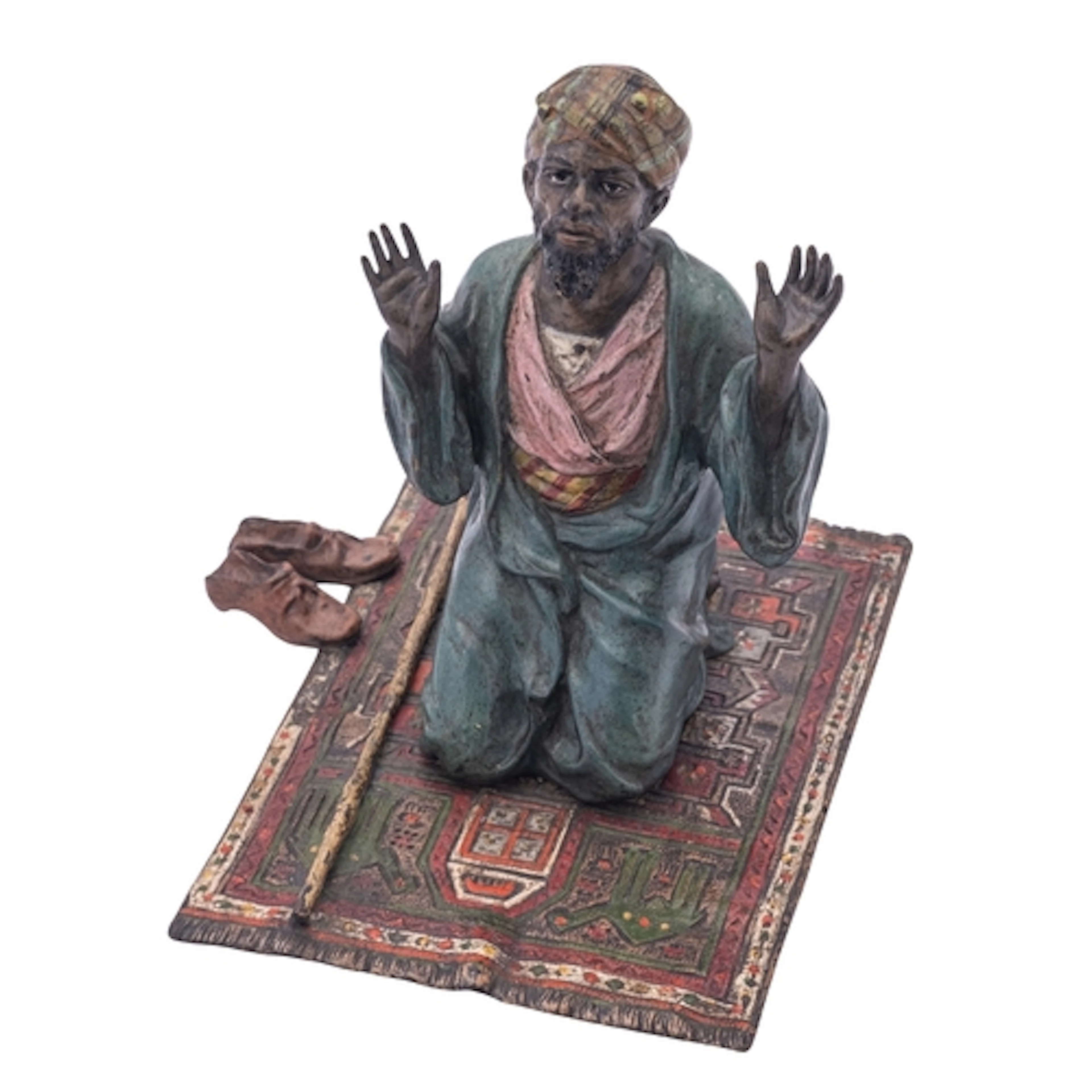 In the manner of Franz Bergmann, a bronze figure of a prayin...