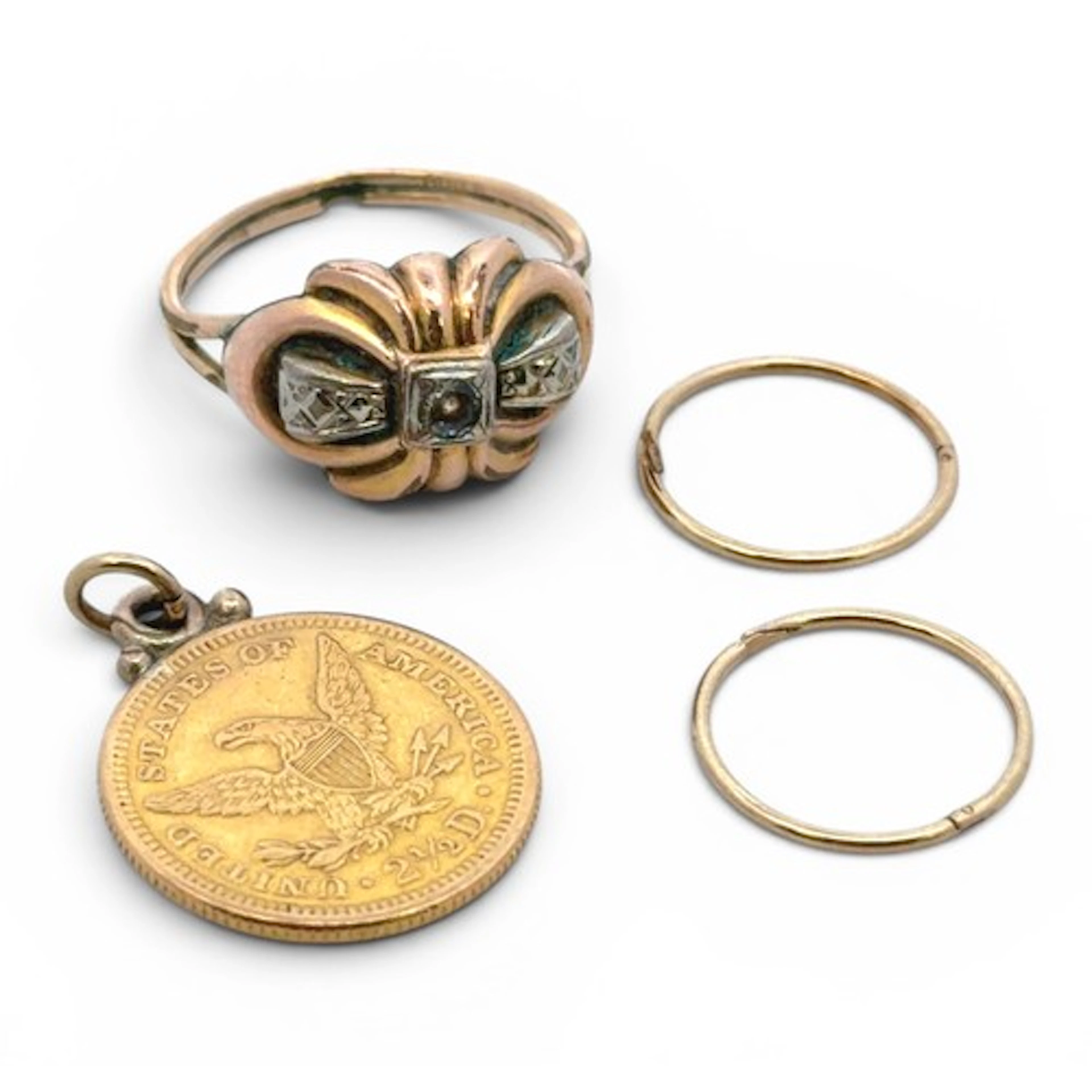 A gold 1878 US $2 1/2 dollar liberty head coin pendant 4.47g...