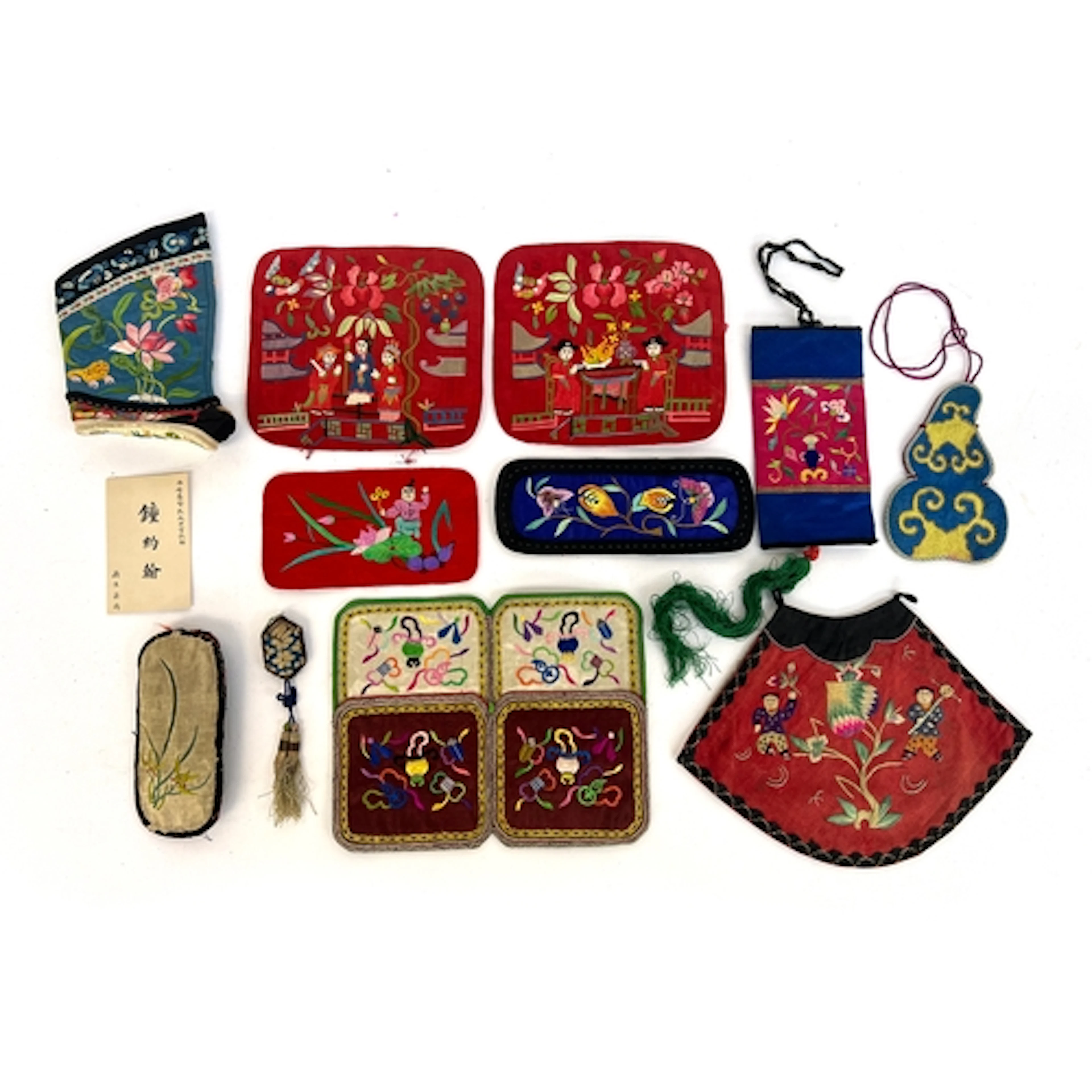 A collection of antique Chinese silk embroidered items, to i...