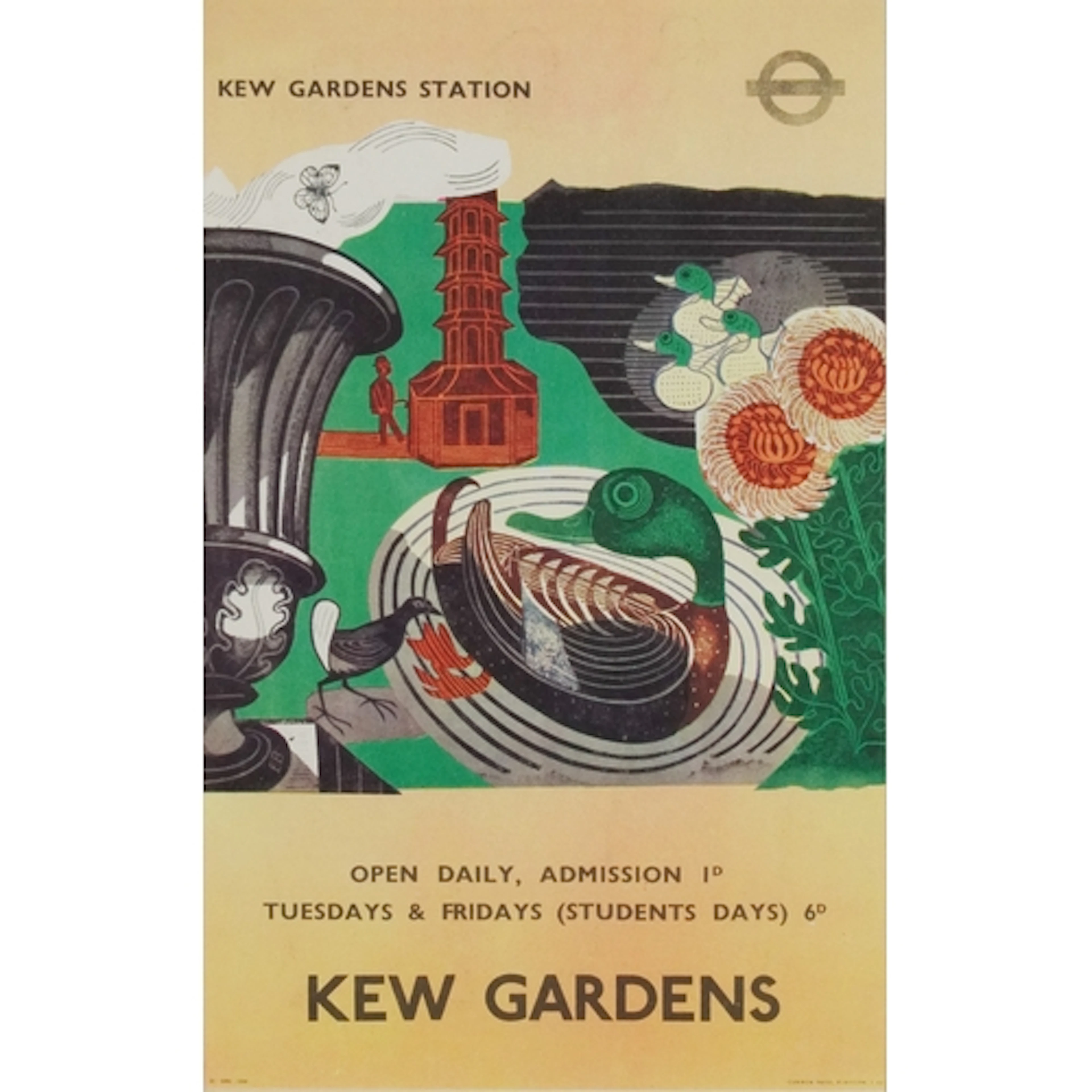 Edward Bawden - London Transport poster for Kew Gardens, lit...
