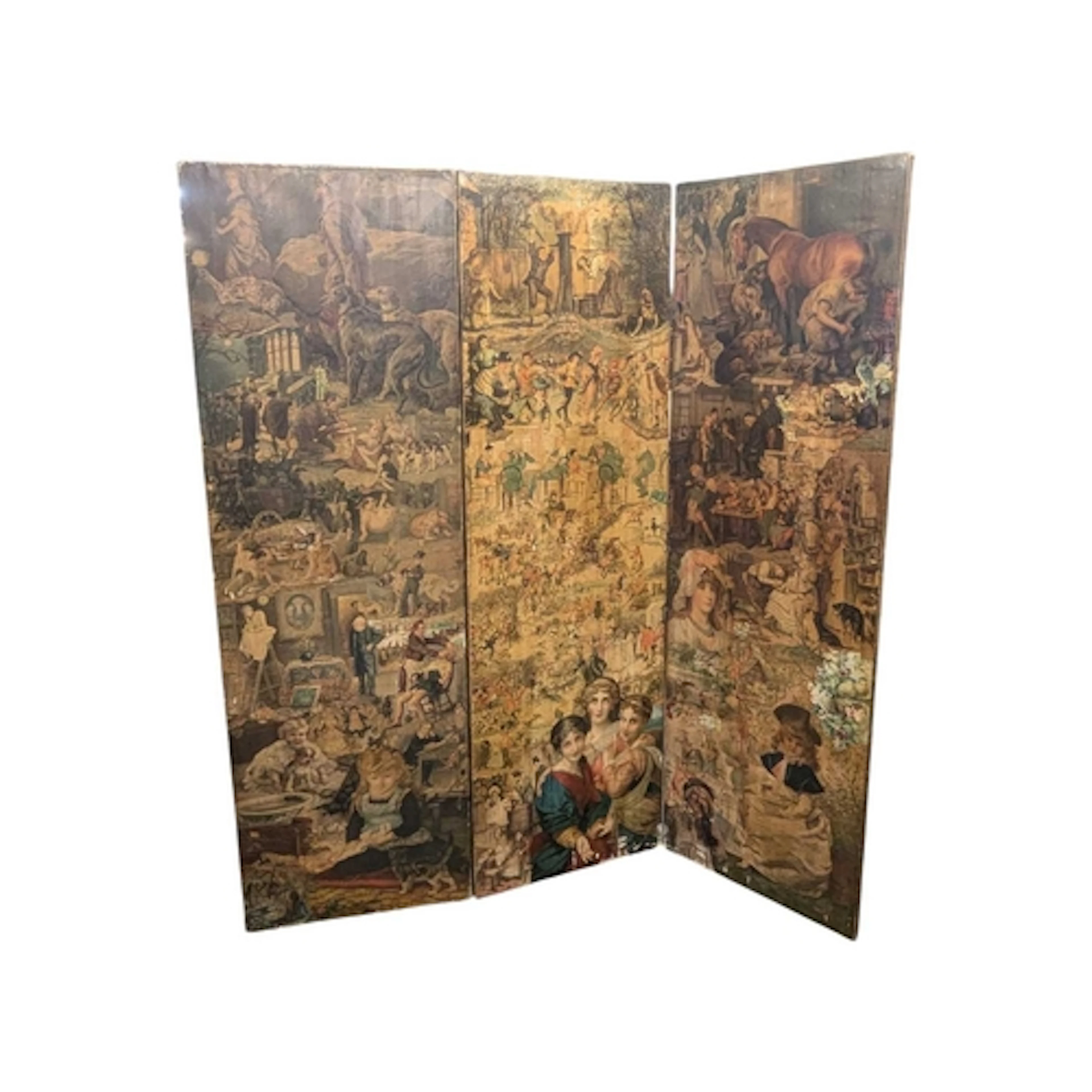 A 19th century Victorian decoupage folding screen / room div...