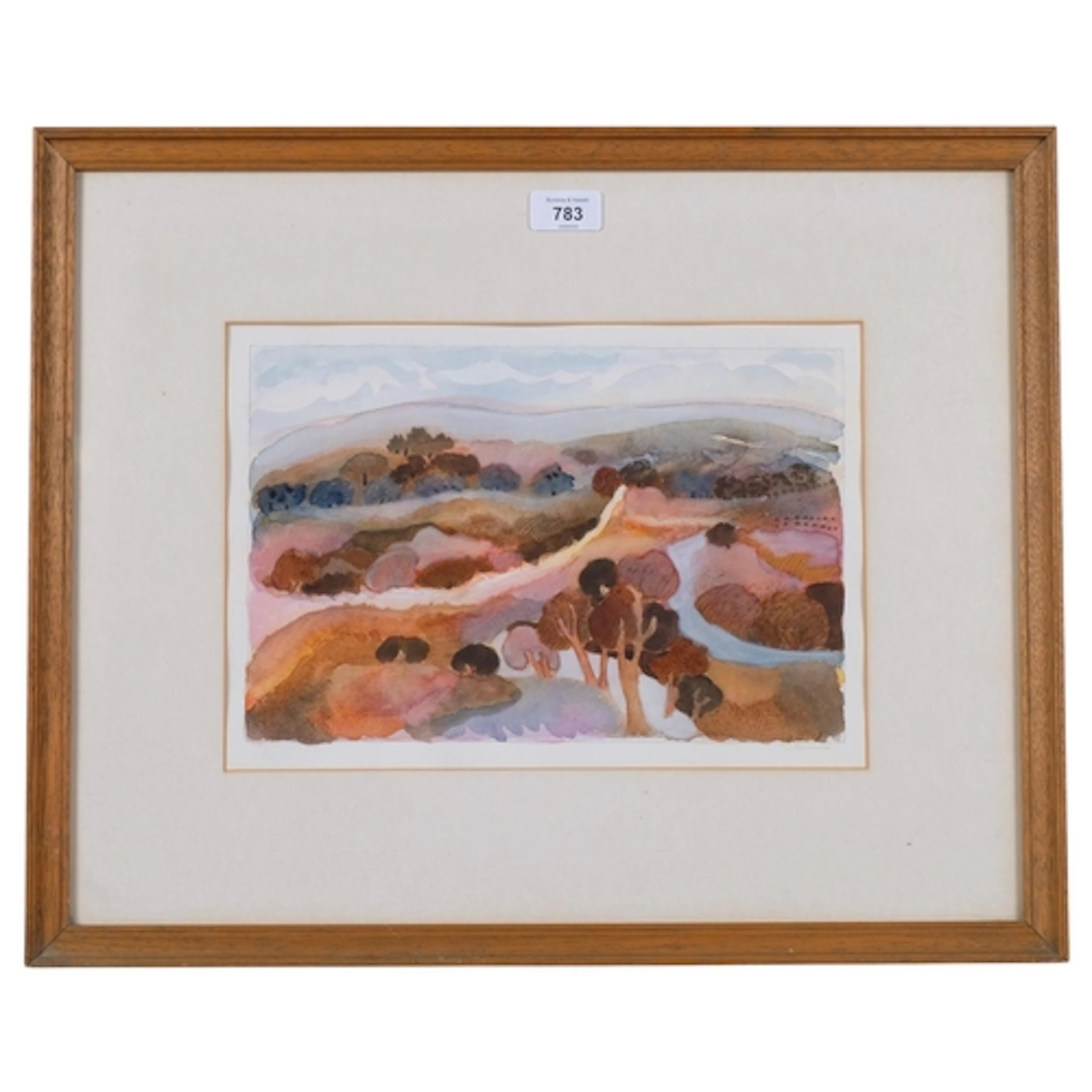 Abstract landscape, mid to late 20th century watercolour, in...