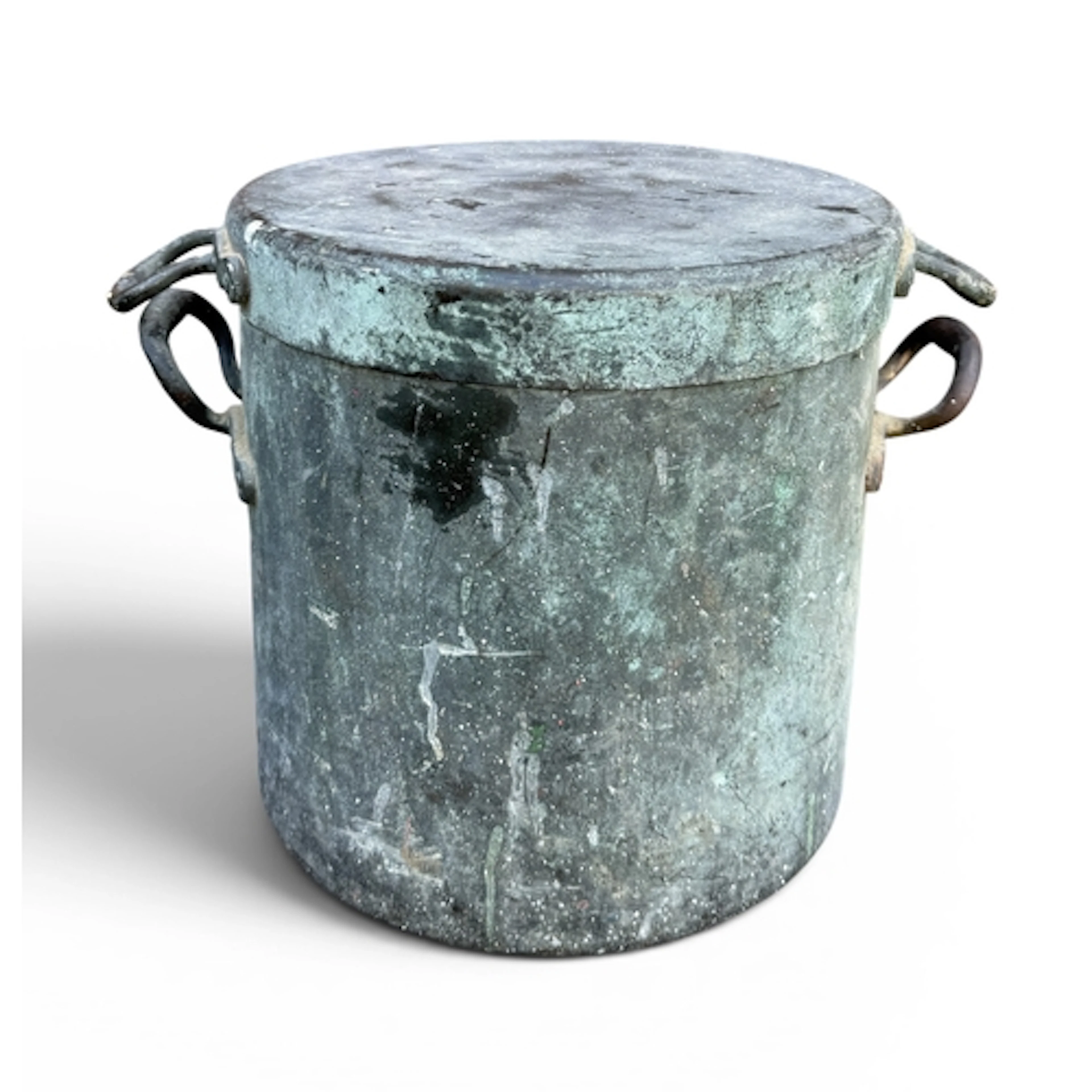 A VICTORIAN COPPER POT AND COVER 28 cm H
