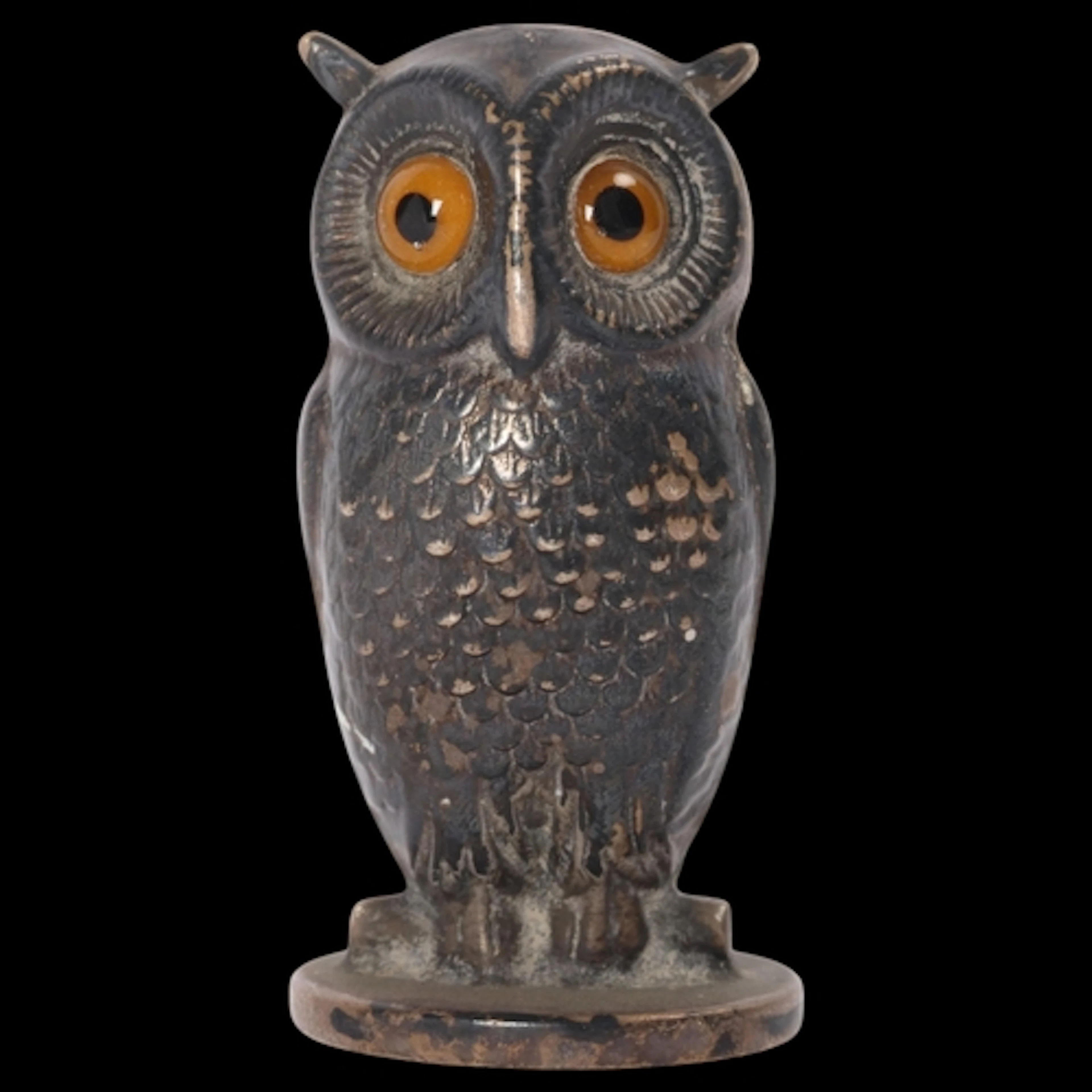 SAMPSON MORDAN & CO - a George V novelty silver owl desk sea...