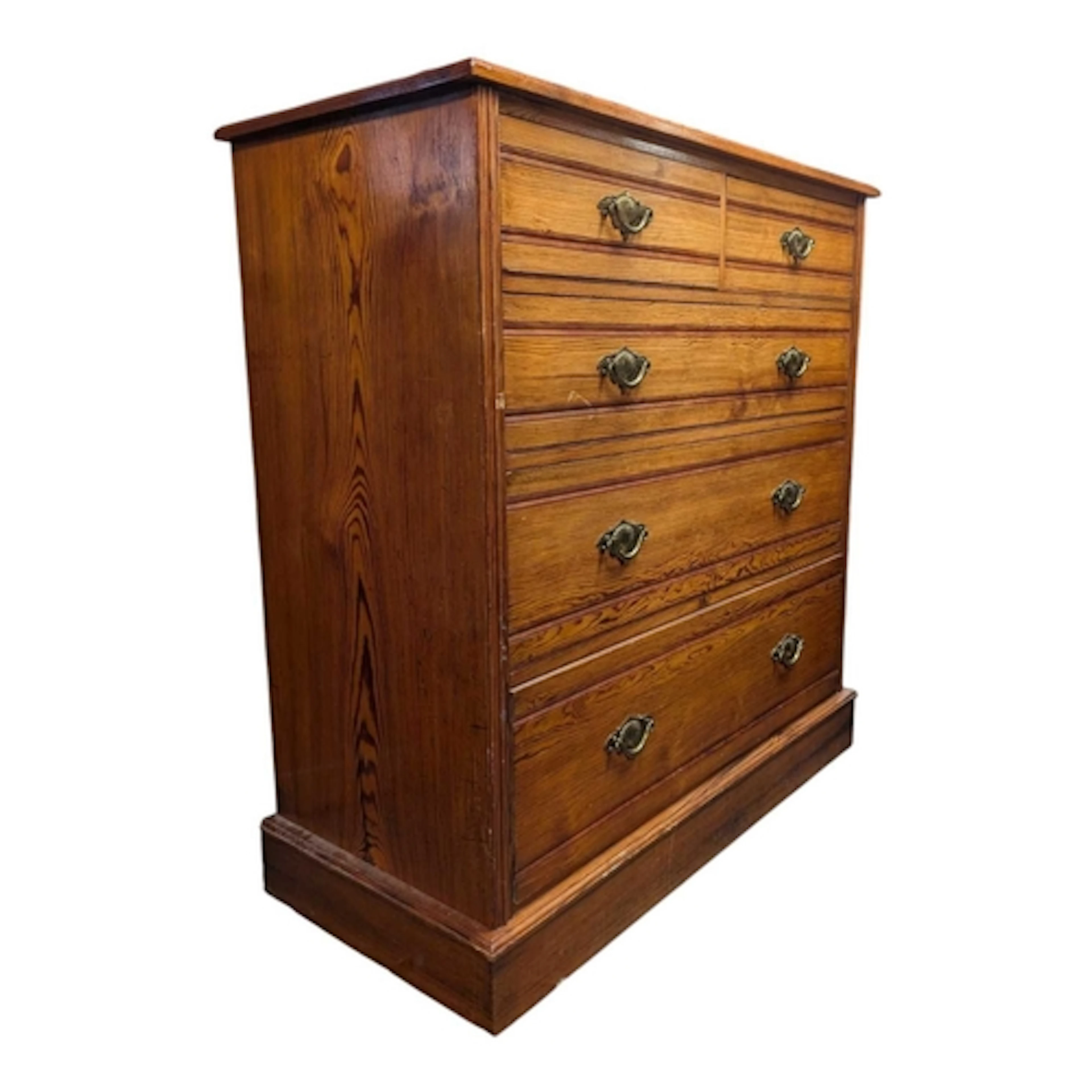 Edwardian walnut Arts & Crafts chest of drawers. Raised ...
