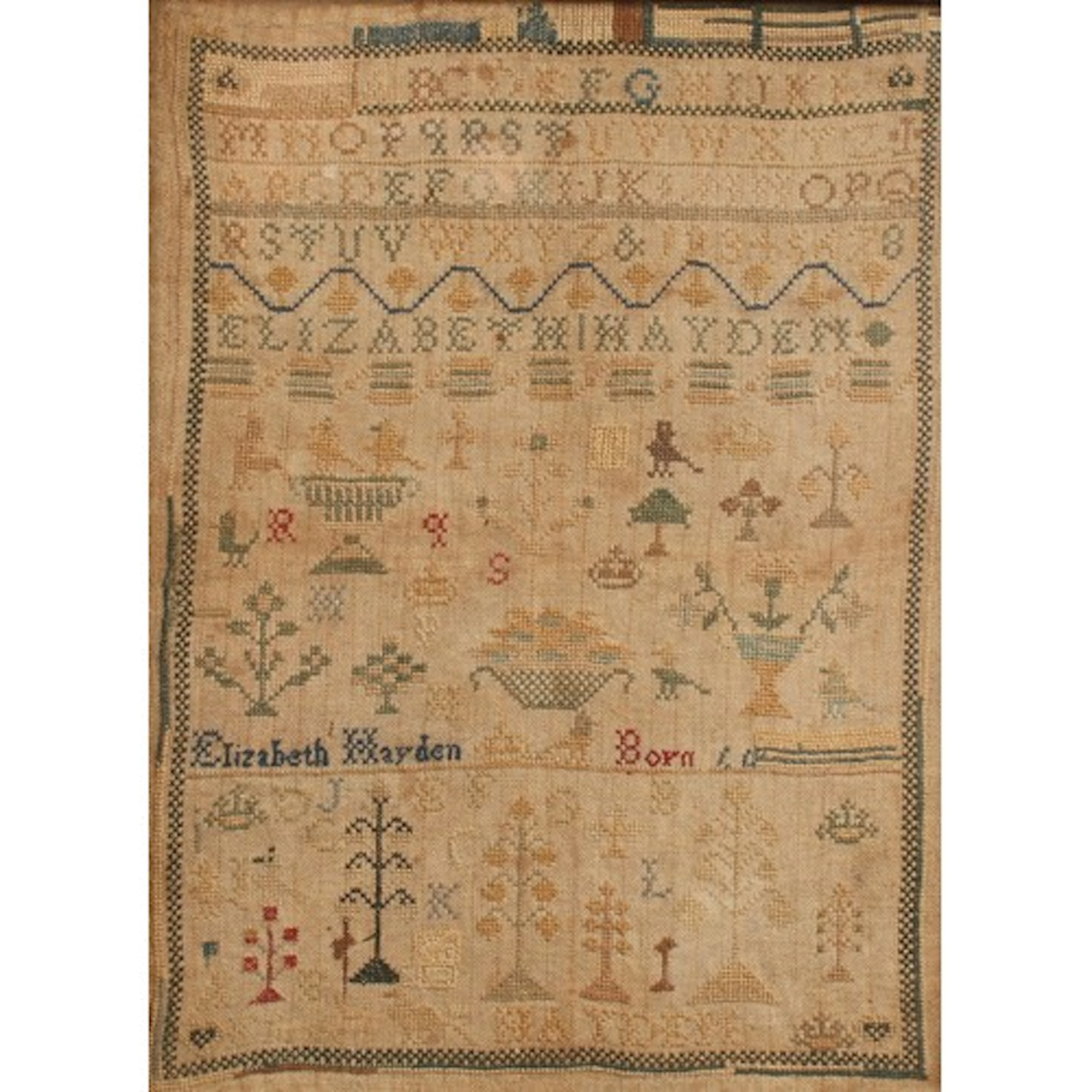 An early 19th century needlework sampler, by Elizabeth Hayde...