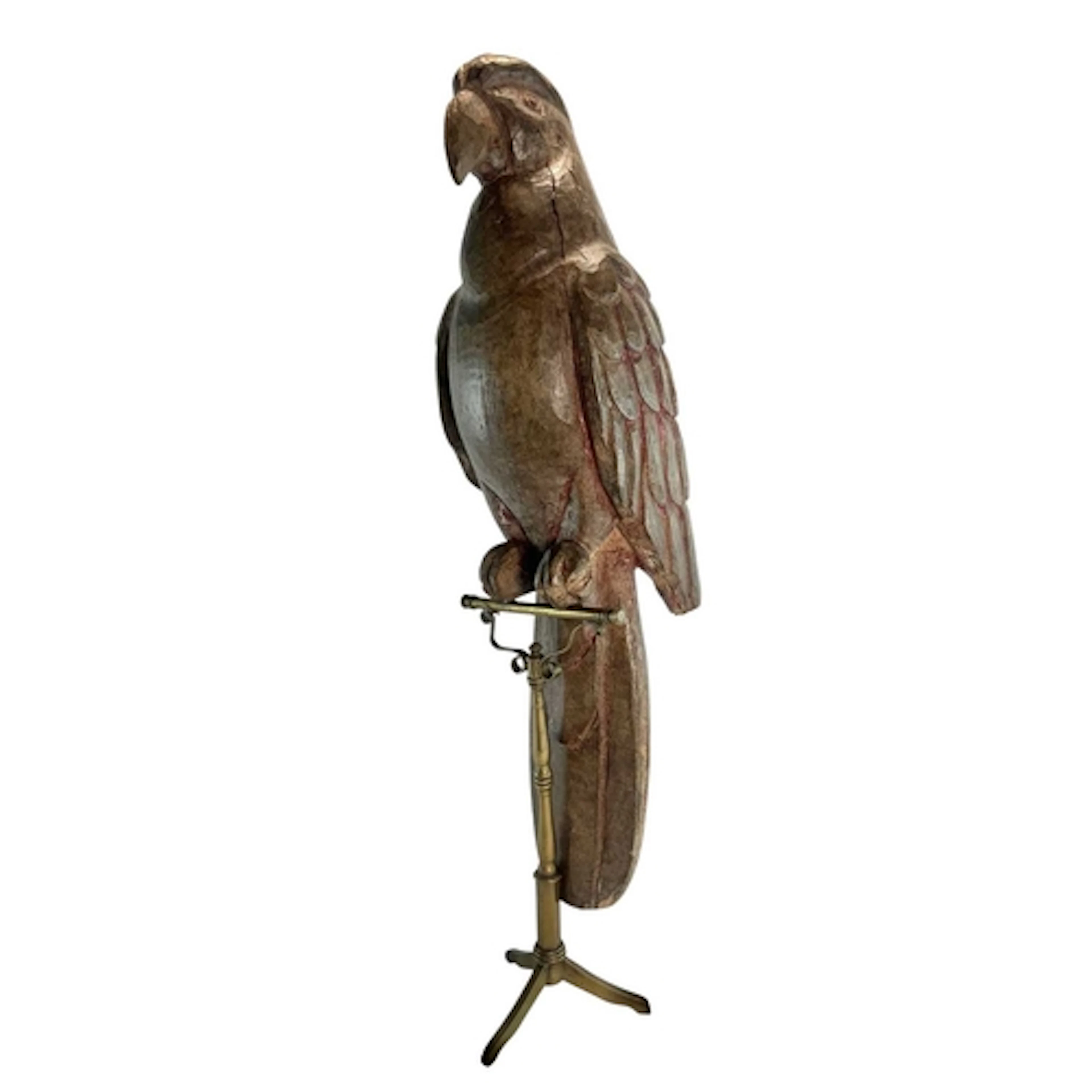 A late 19th / early 20th century carved wooden parrot figure...