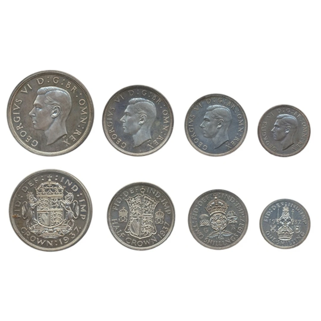 1937 specimen set of 15 crown to Maundy FDC, in original cas...