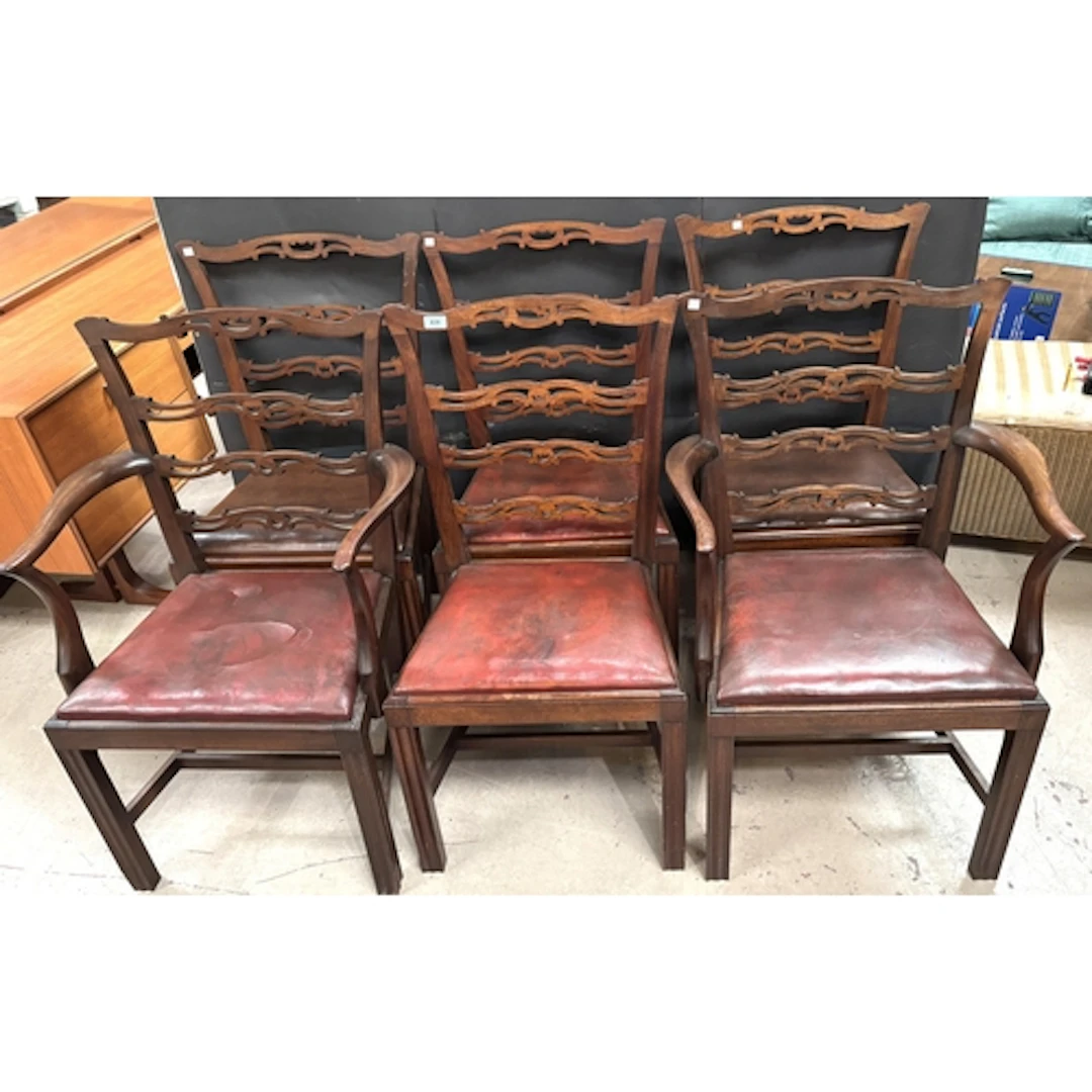 A set of 8 (6+2) early 20th century ribbon back Chippendale ...