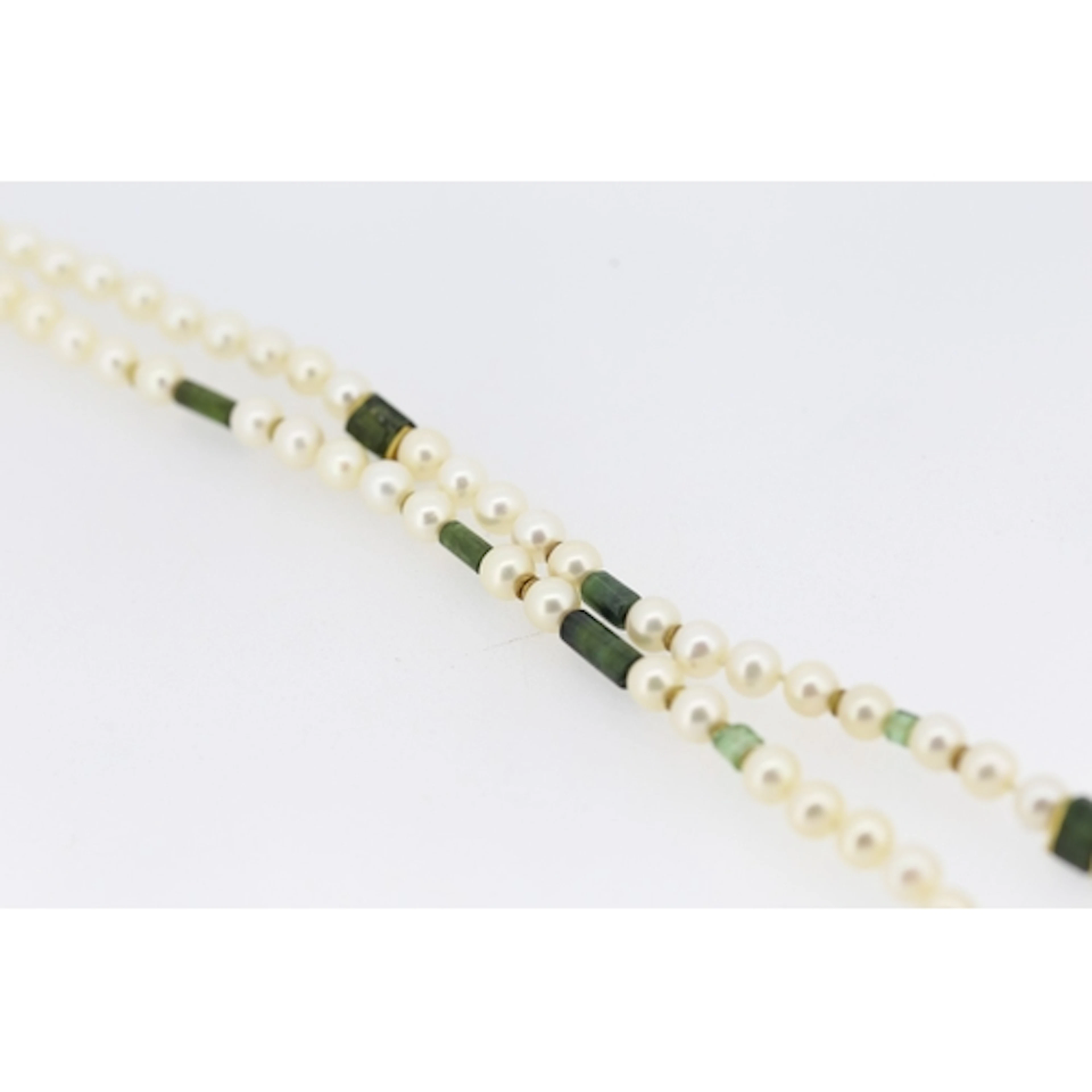 Ladies Cultured Pearl and Tourmaline Bead Set Necklace with ...