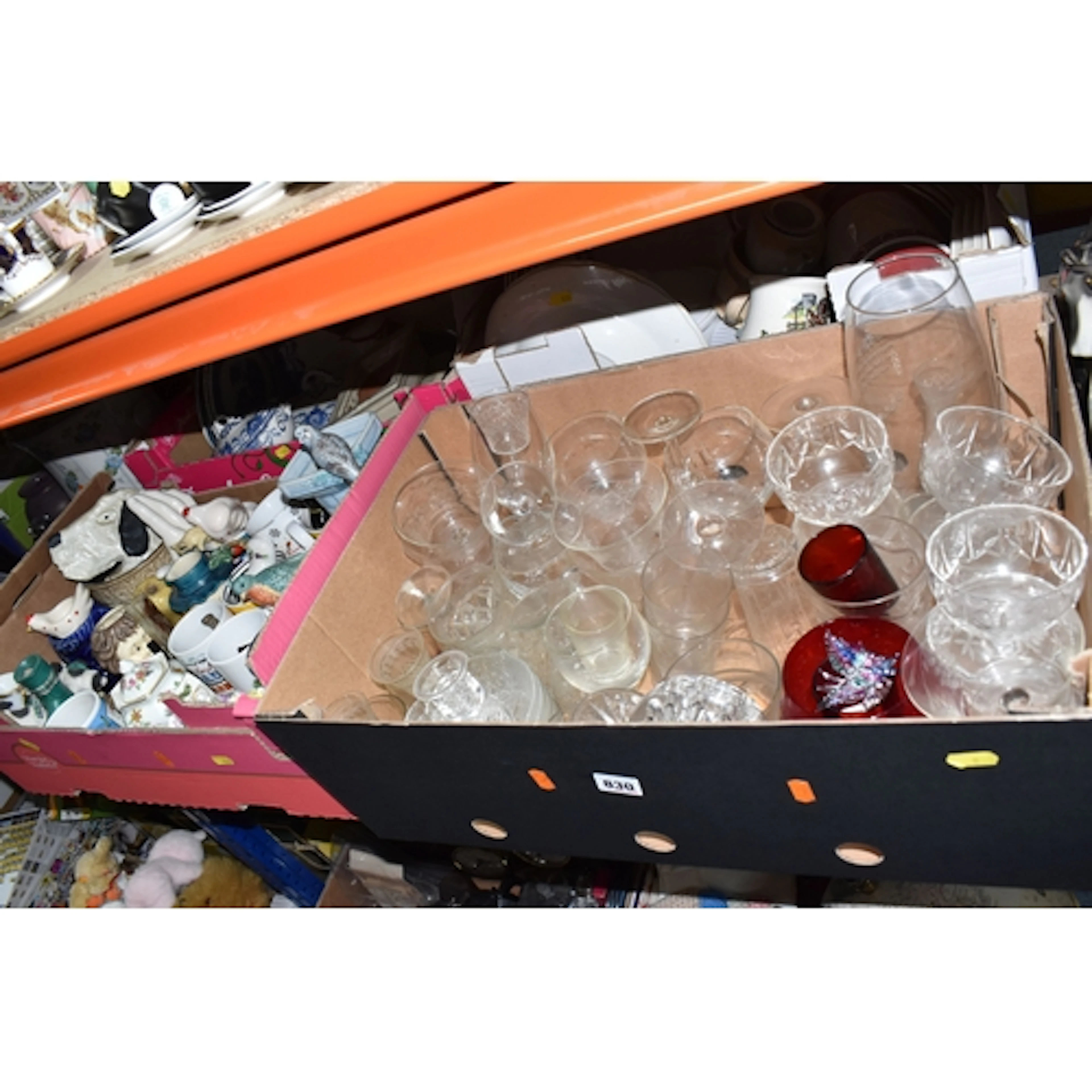 FOUR BOXES AND LOOSE OF DECORATIVE AND FUNCTIONAL HOMEWARES ...