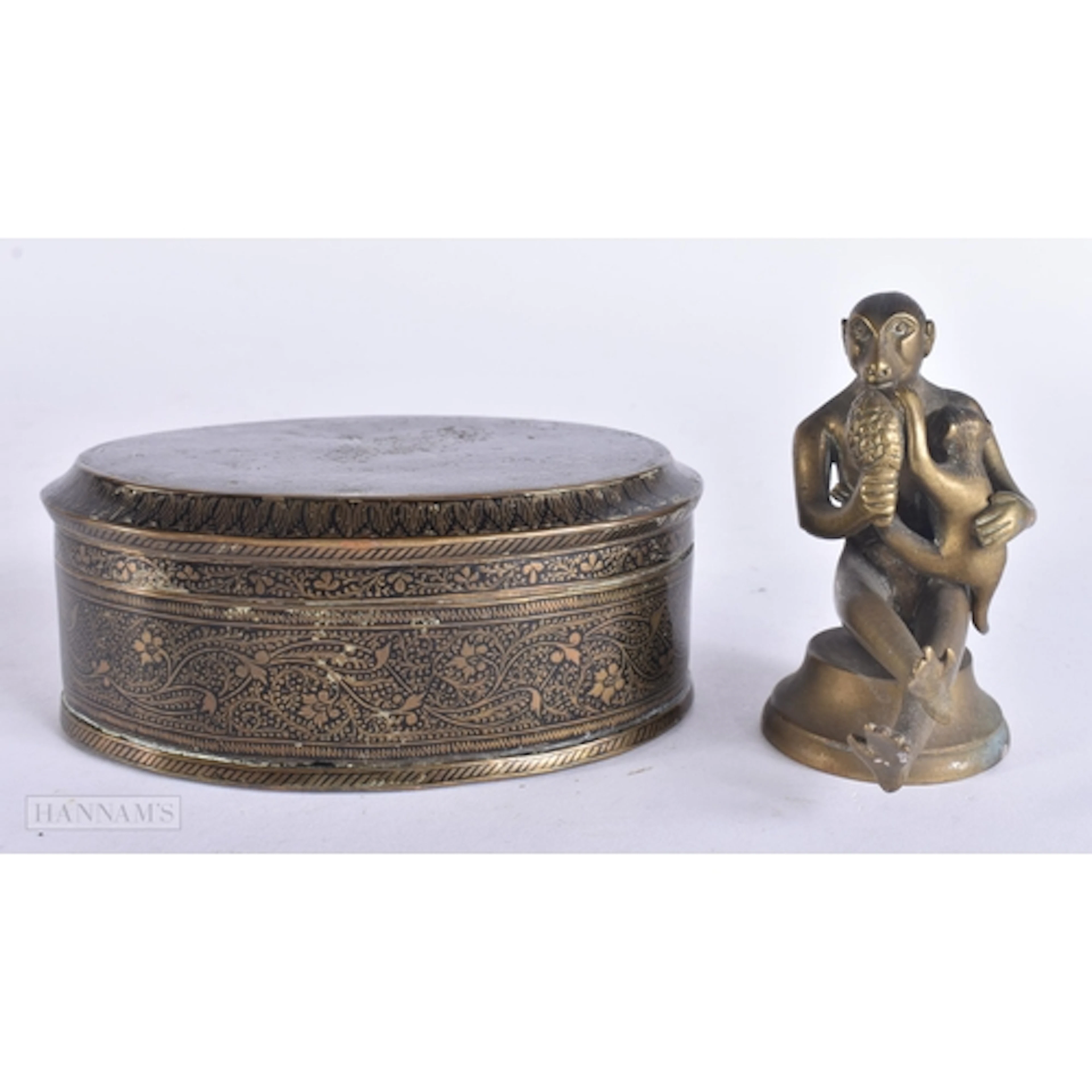 IN INDIAN NIELLO SNUFF BOX and an Eastern bronze monkey. Lar...