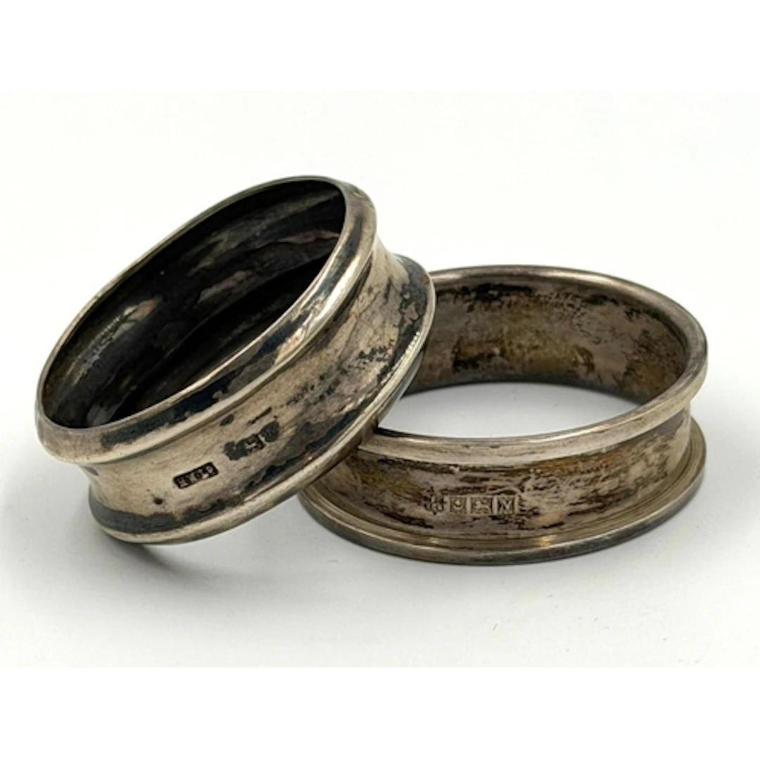 Two hallmarked silver napkin rings, approximate weight of 16...